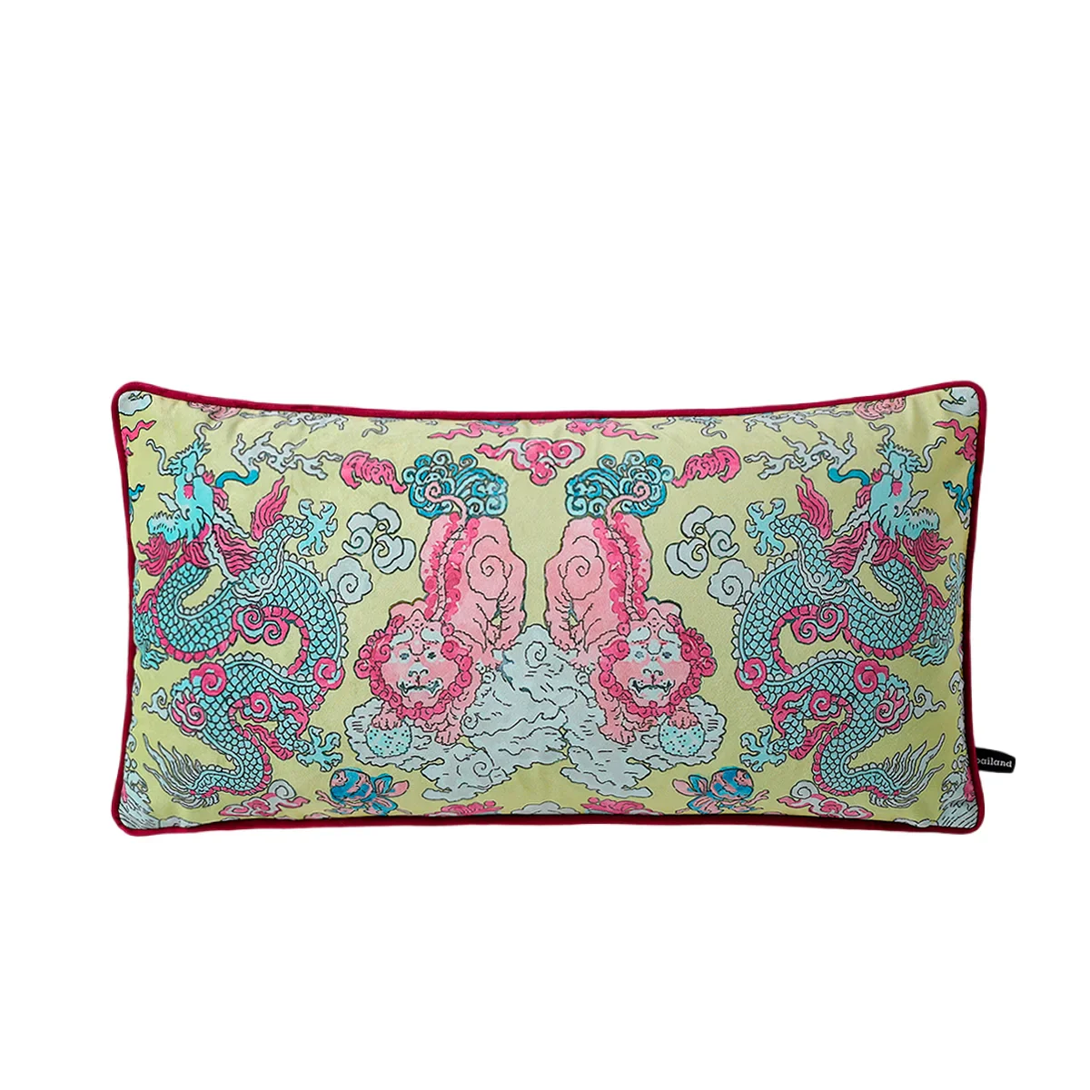 Imperial Dragon & Lion Chinoiserie Cushion Cover