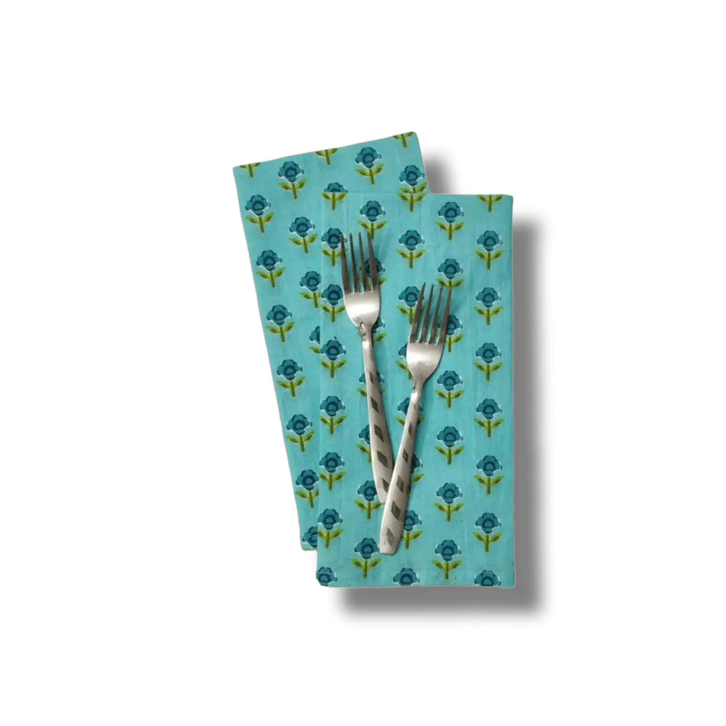 Indian Roses Floral Block Printed Cotton Napkins - Image 3