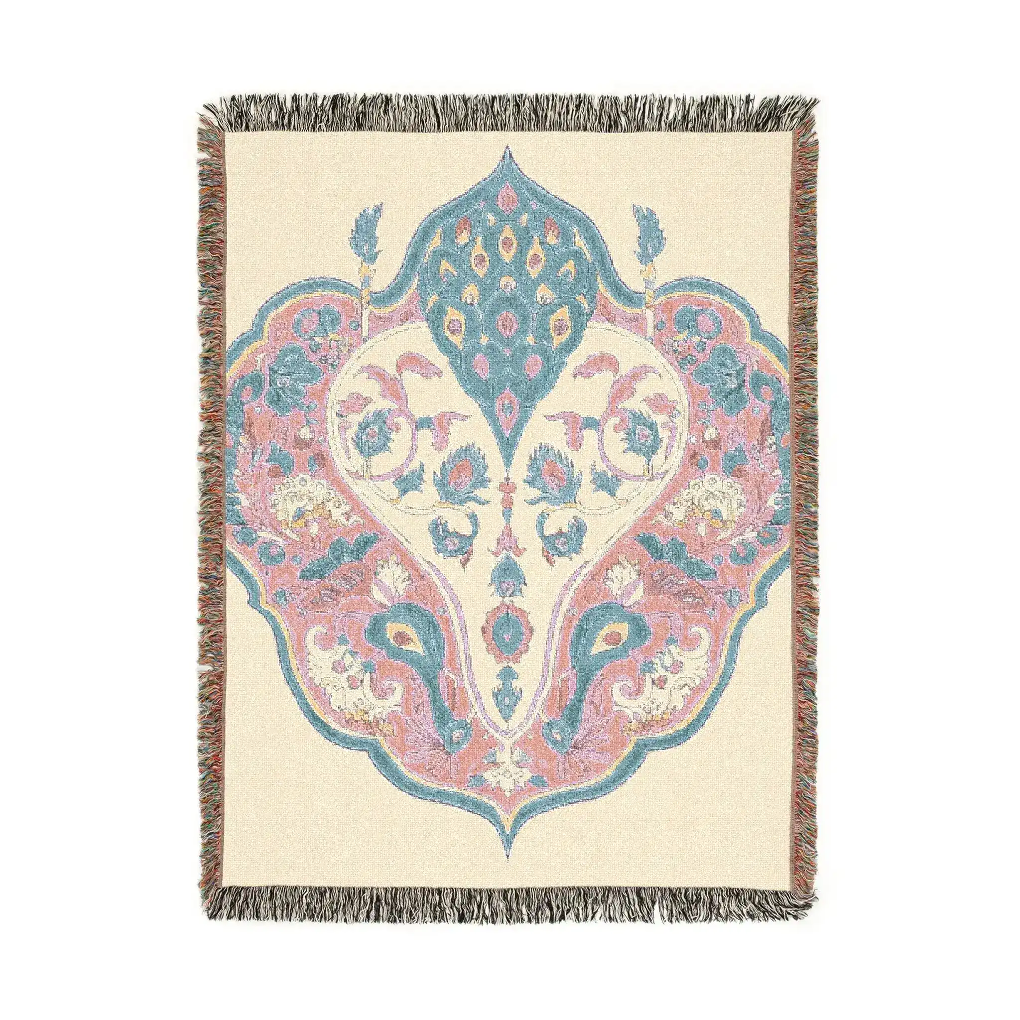 Intricate Floral and Bird Motif Woven Blanket - Image 3