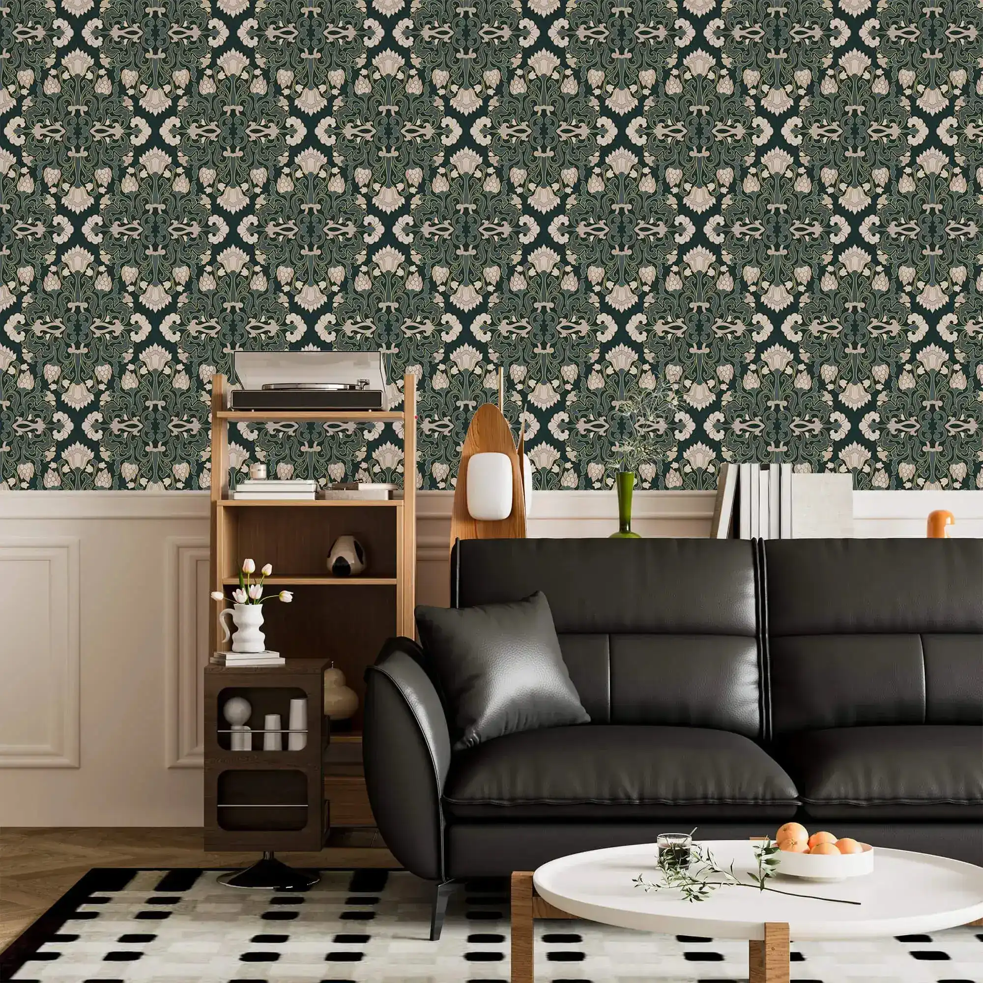Intricate Floral Block Print Wallpaper - Image 2