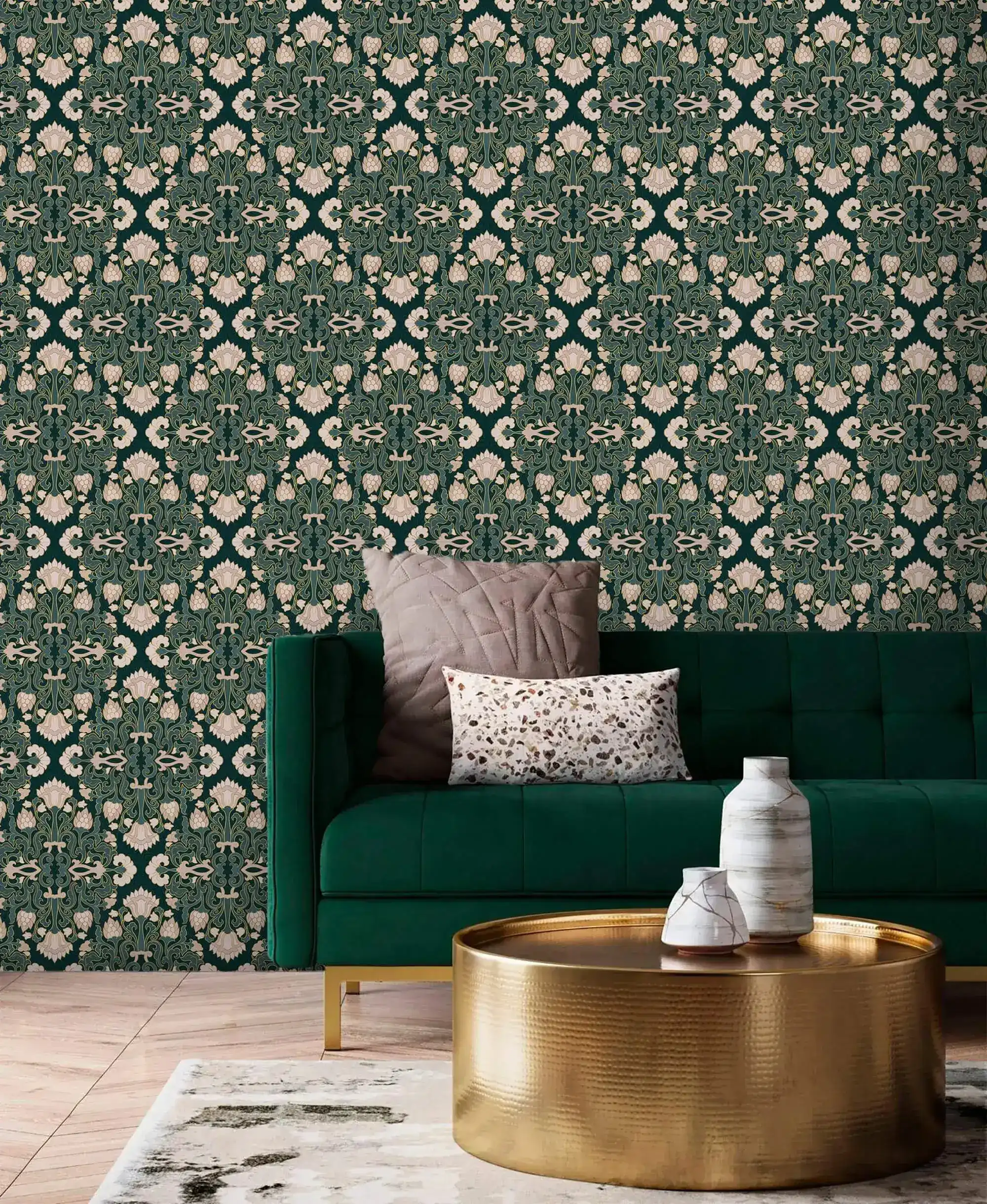 Intricate Floral Block Print Wallpaper - Image 3