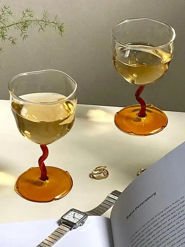 Irregular Goblet Cocktail Twisted Glass - Set of 2 - Image 2
