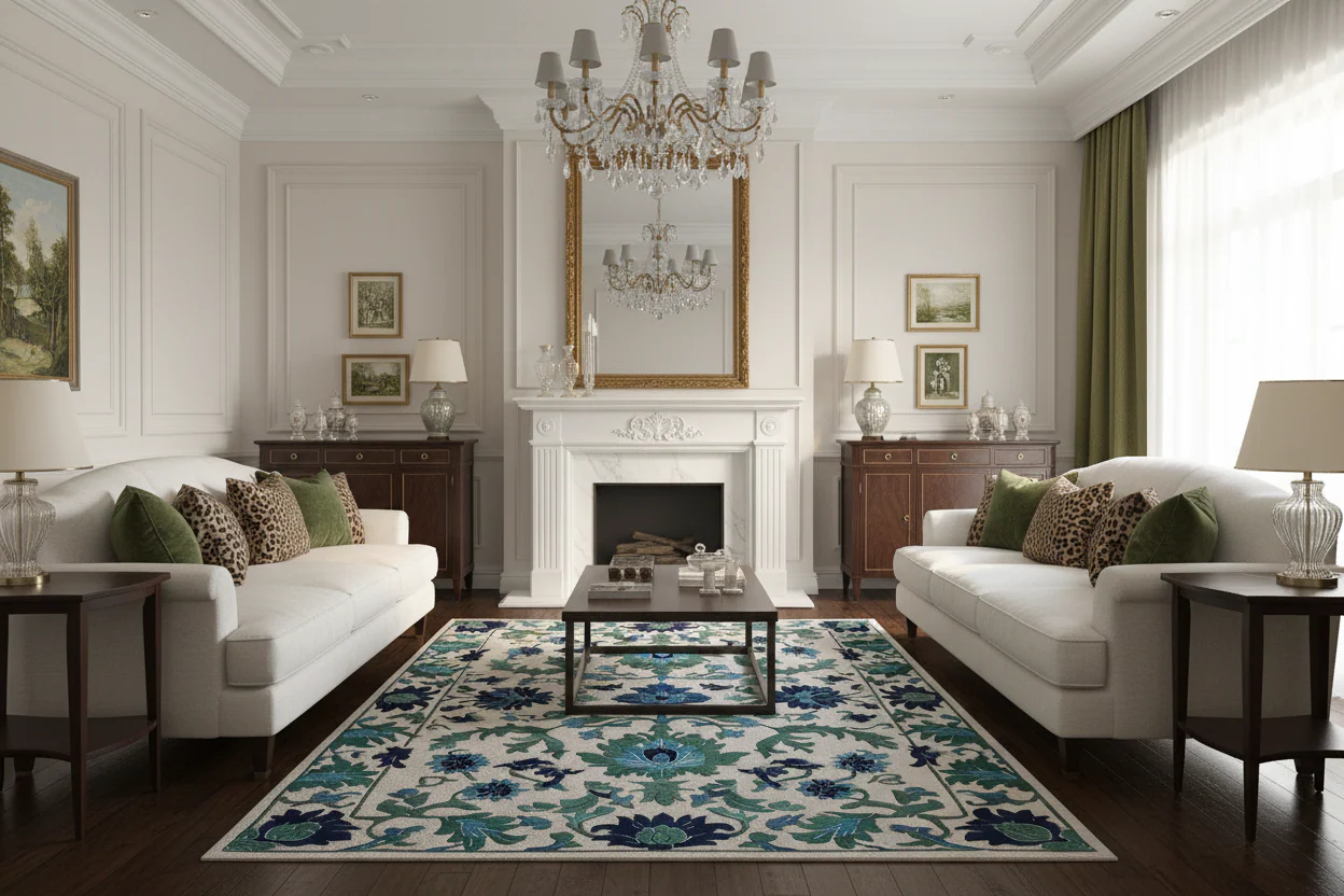 Jade Botanical Bloom Hand Tufted Rug - Image 2