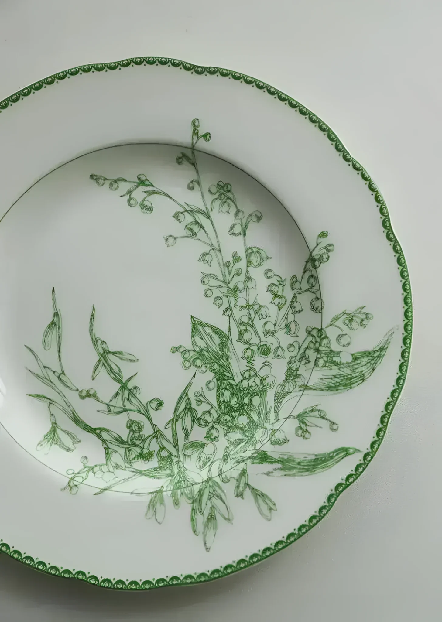 Jade Green Lily of The Valley Decorative Bone China Plate - Image 12