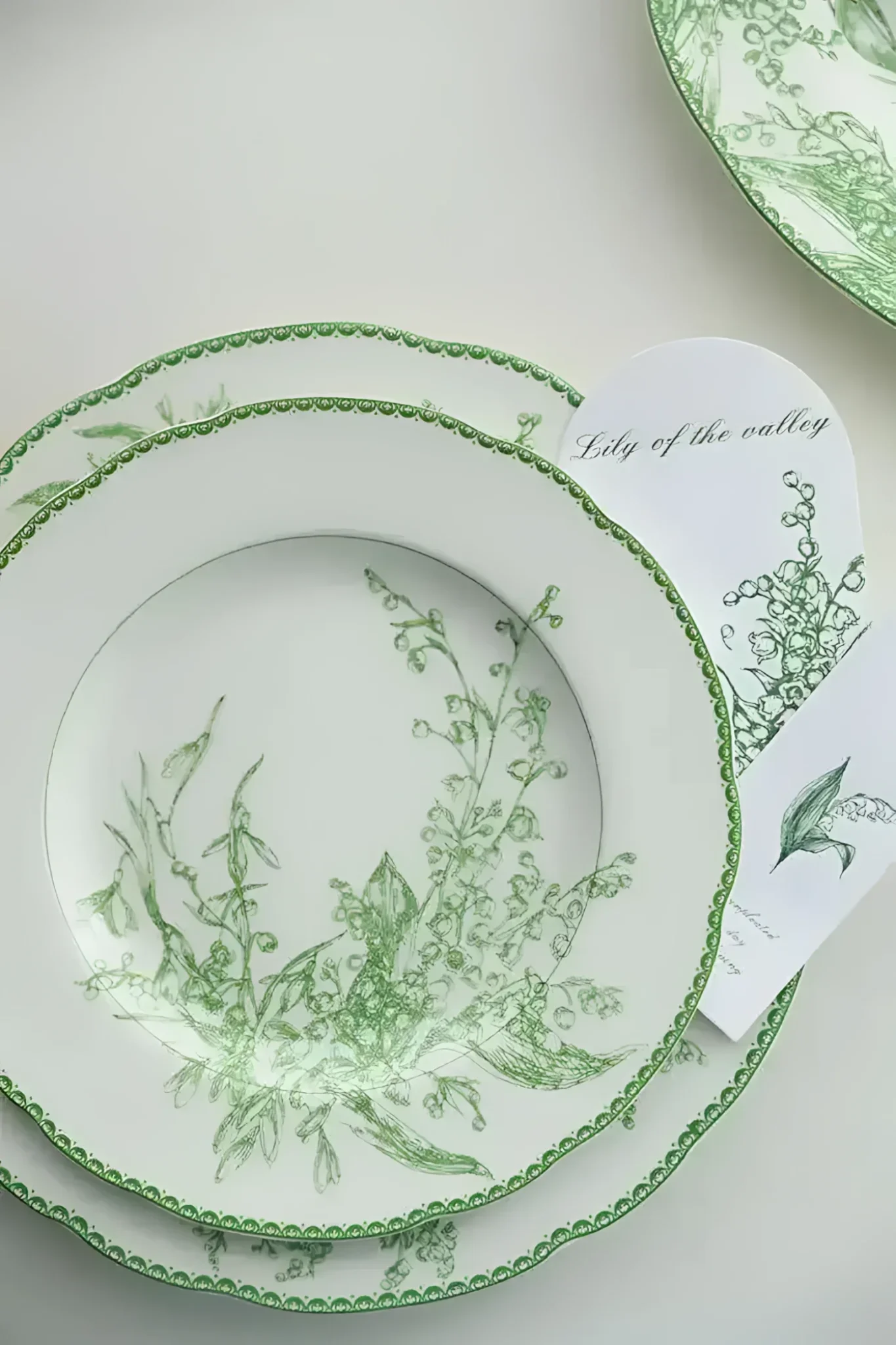 Jade Green Lily of The Valley Decorative Bone China Plate - Image 9