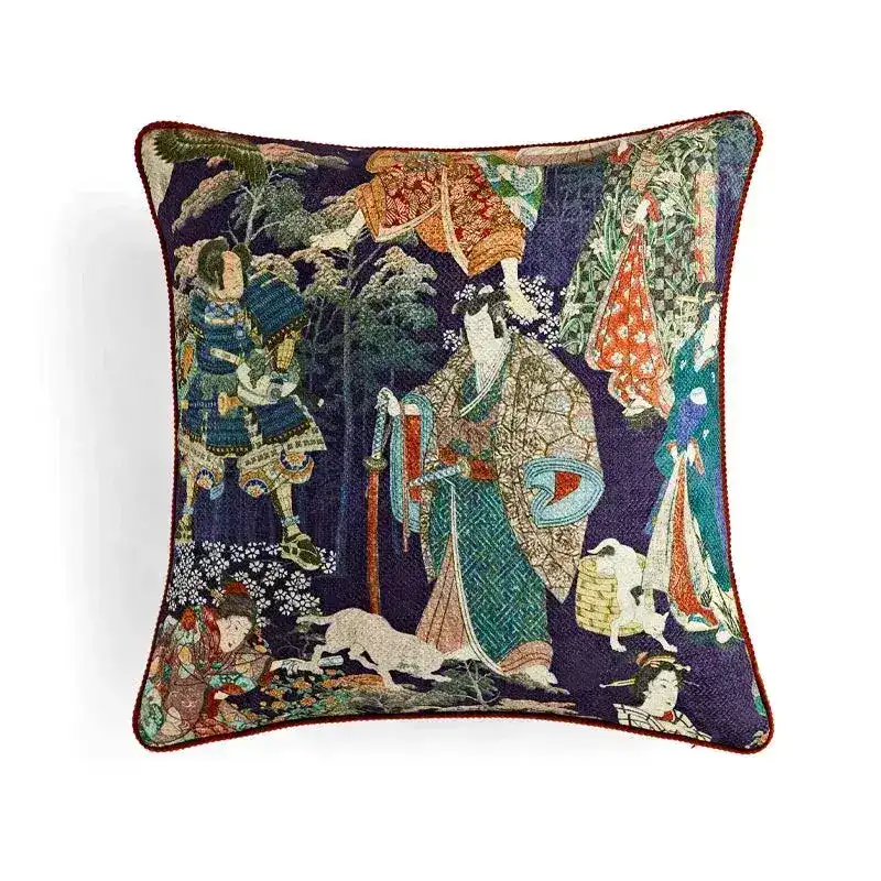 Japanese Ukiyoe Inspired Throw Pillow Cover - Image 2