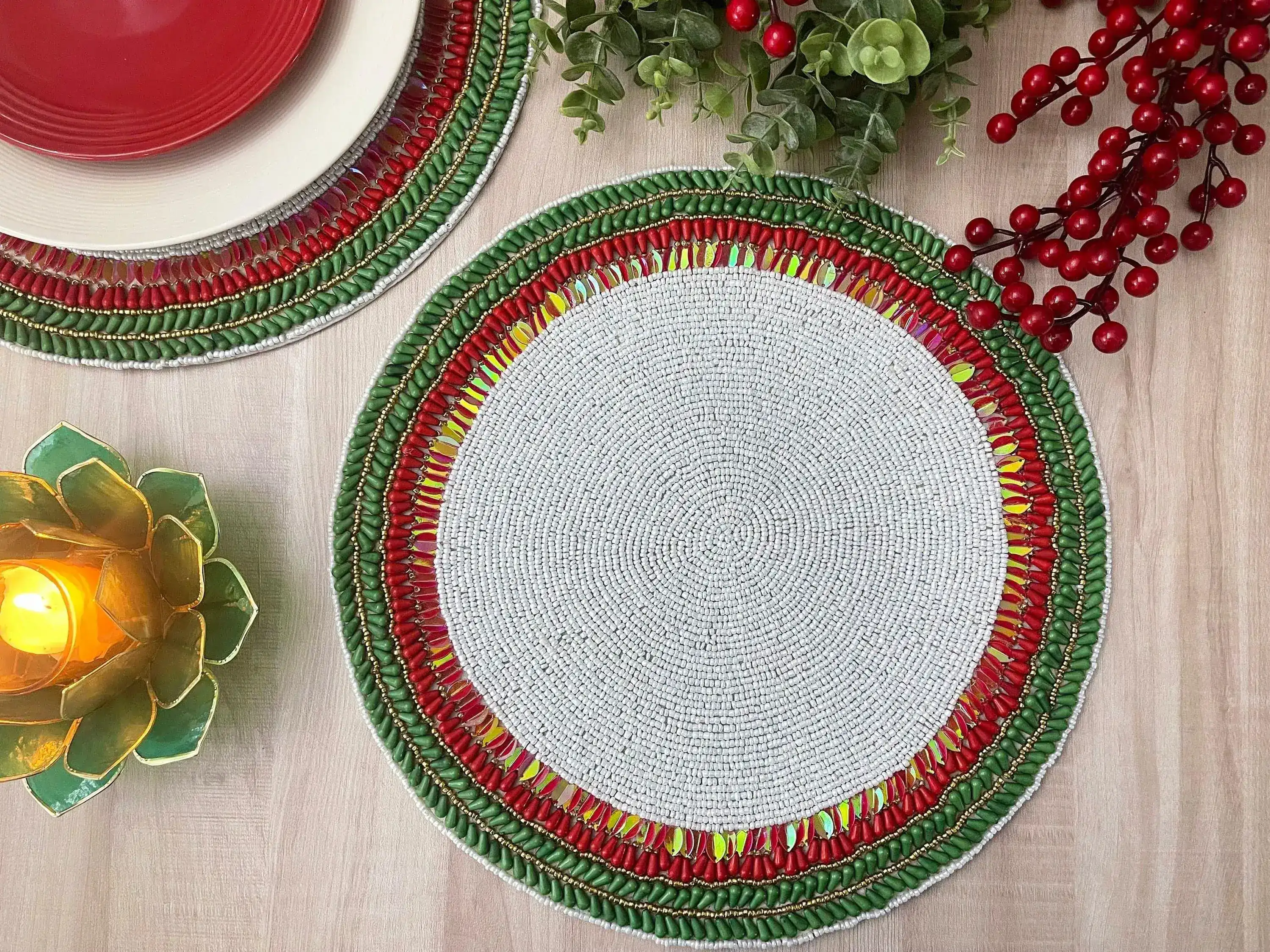 Jingle Leaves Beaded Table Runner - Image 2