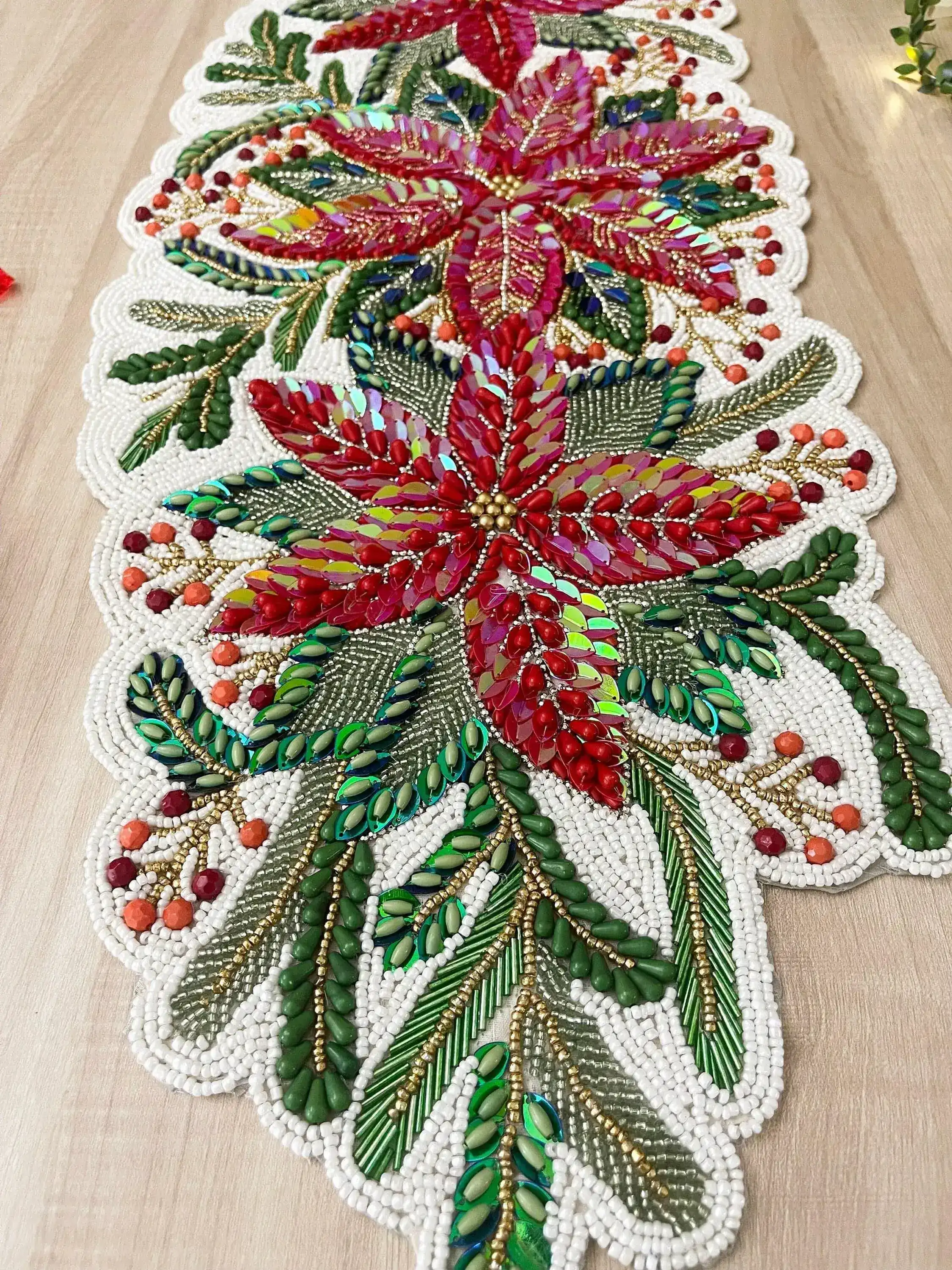 Jingle Leaves Beaded Table Runner - Image 3
