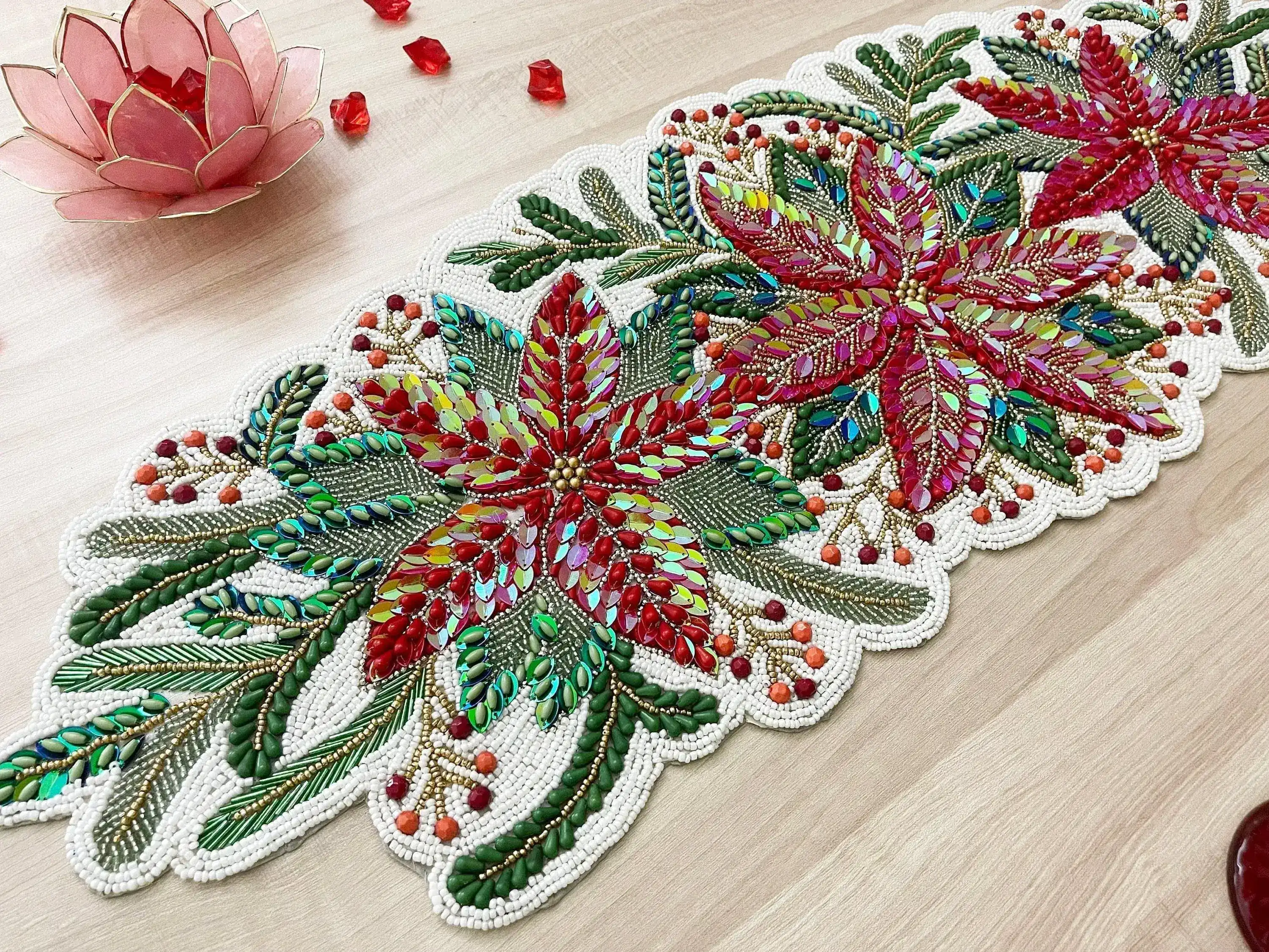 Jingle Leaves Beaded Table Runner - Image 4