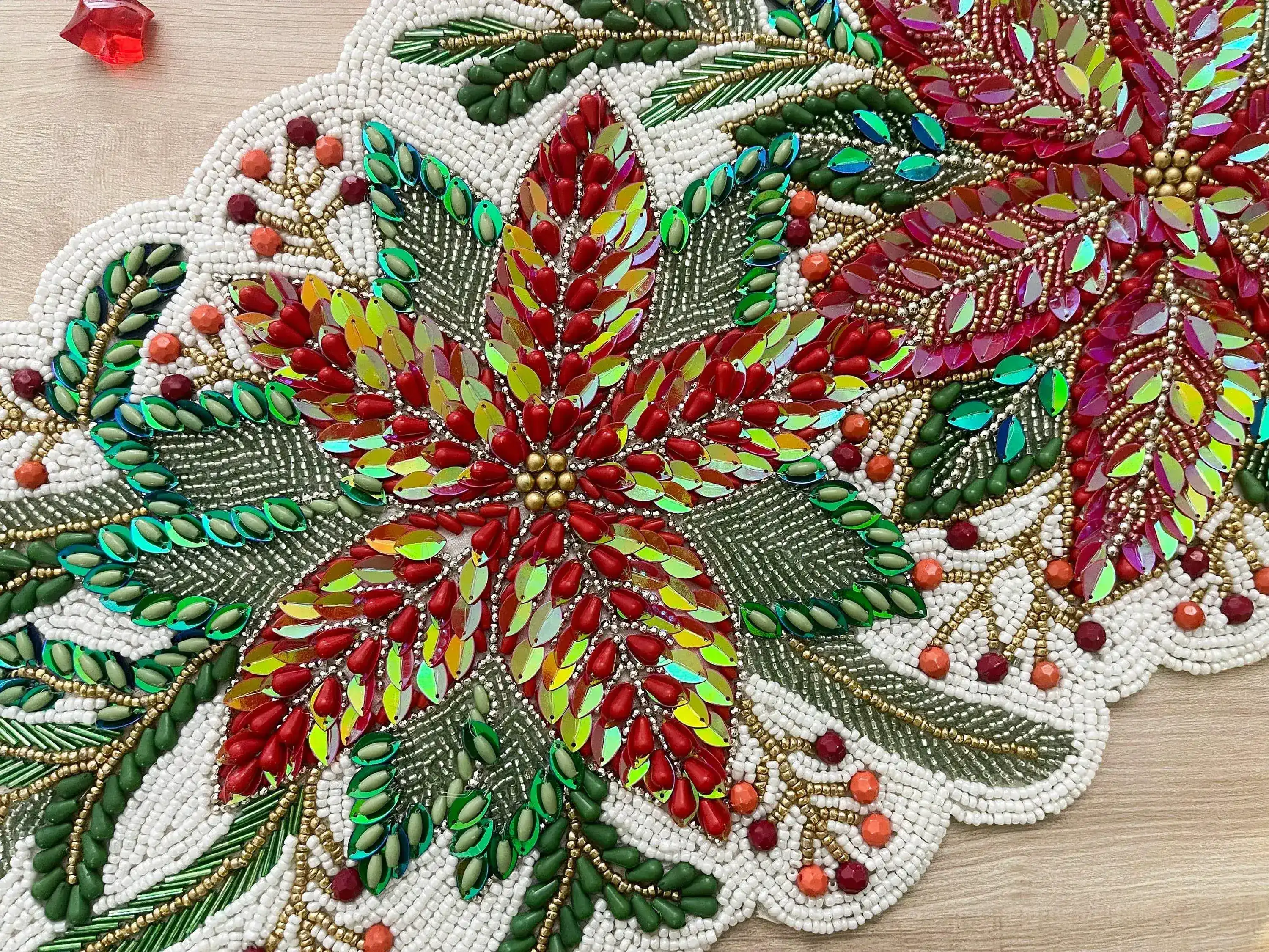 Jingle Leaves Beaded Table Runner - Image 5