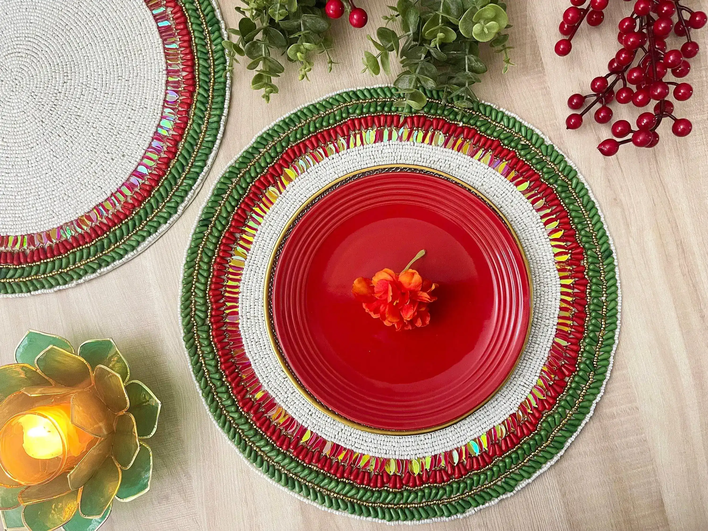 Jingle Leaves Beaded Table Runner - Image 6