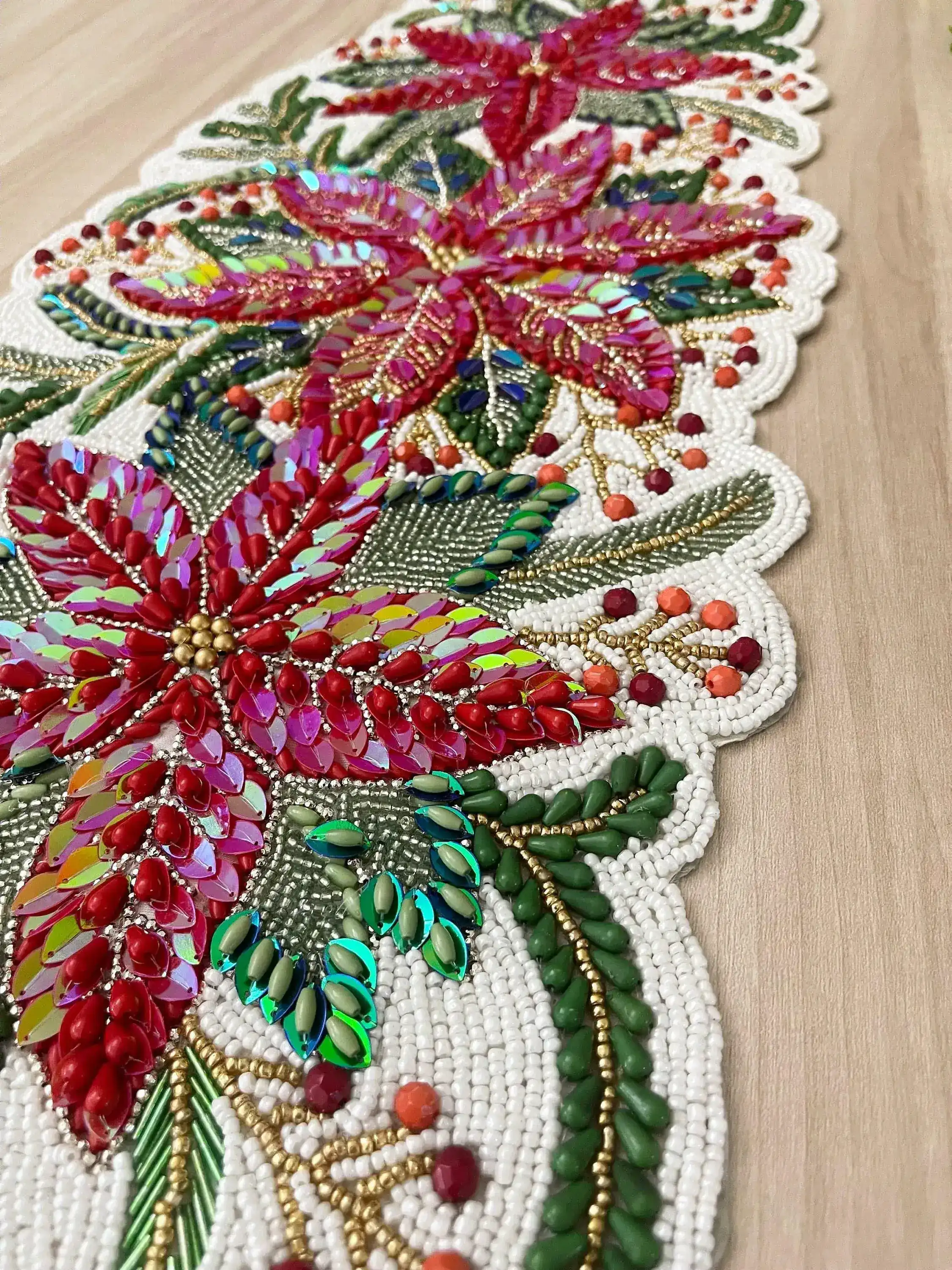 Jingle Leaves Beaded Table Runner - Image 7