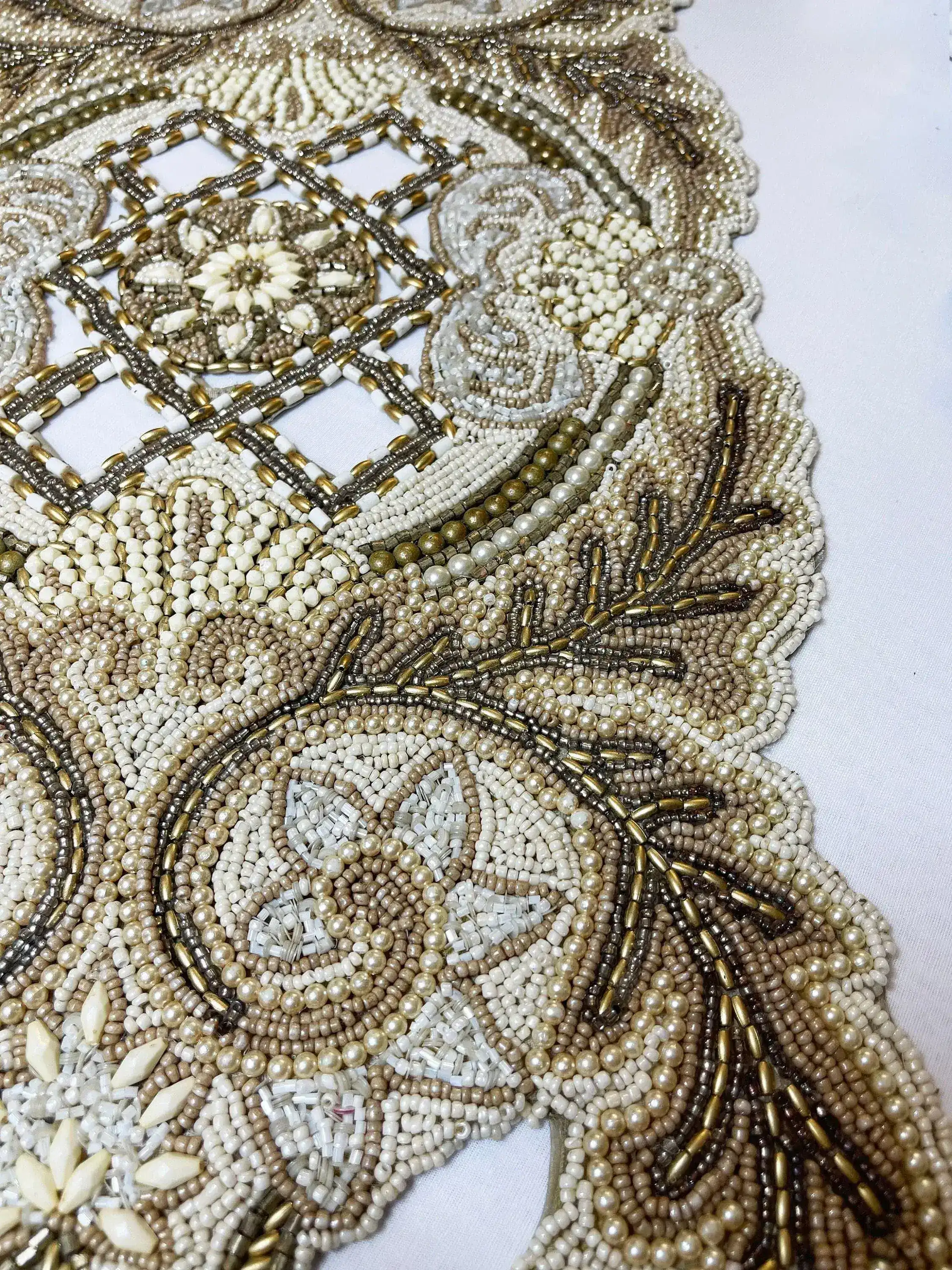 Kingdom Beaded Table Runner Gold/Cream - Image 8