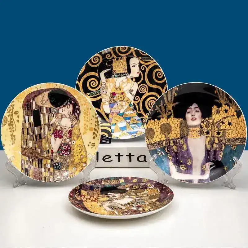 Klimt Kiss Oil Painting Decorative Wall Hanging Plate