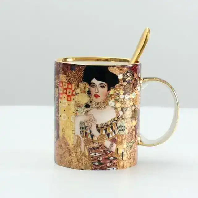 Klimt Kiss Porcelain Coffee Mug With Spoon - Image 3