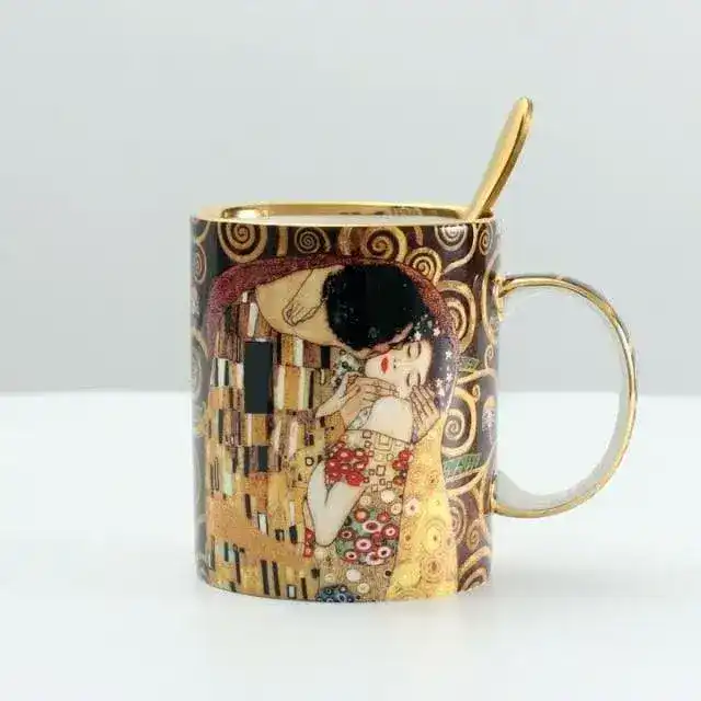 Klimt Kiss Porcelain Coffee Mug With Spoon - Image 5