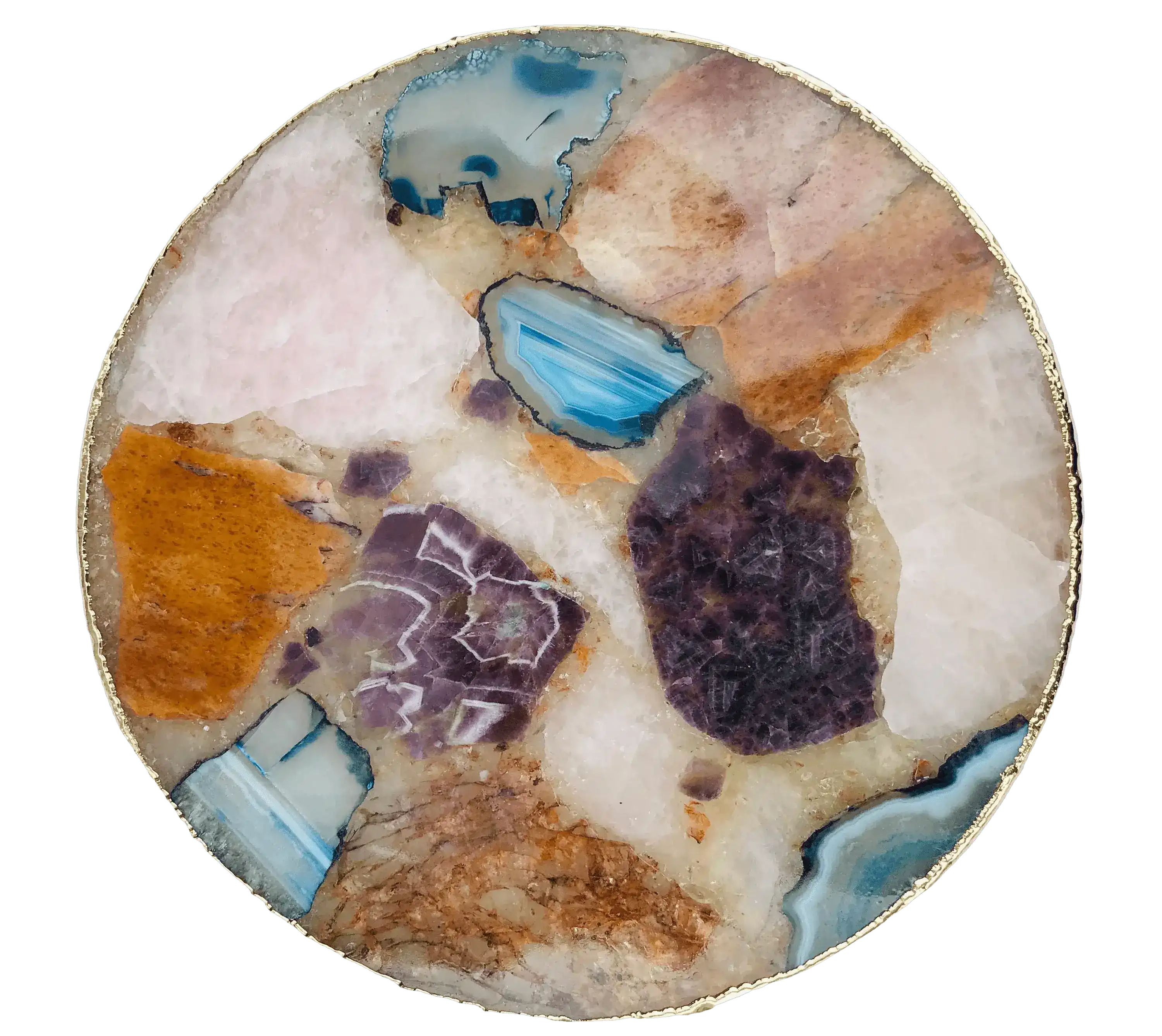 Large Multicolored Round Agate Platter Tray - Image 9