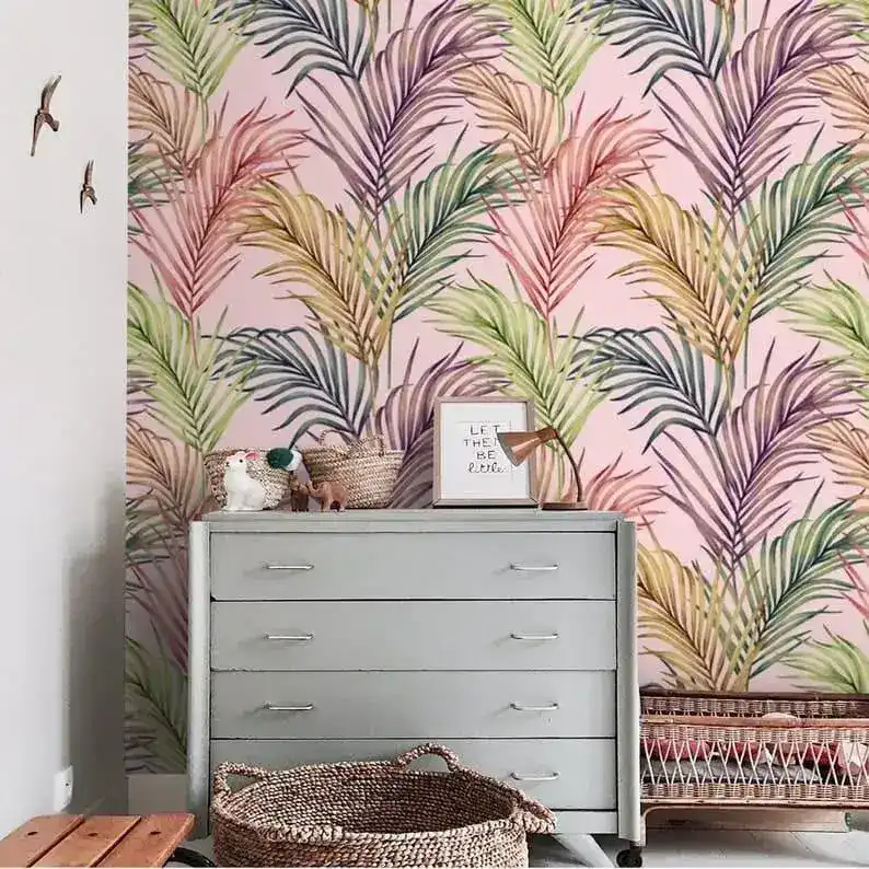 Large Pink Palm Leaves Wallpaper - Image 4