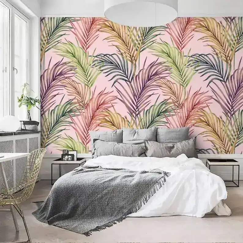 Large Pink Palm Leaves Wallpaper - Image 5