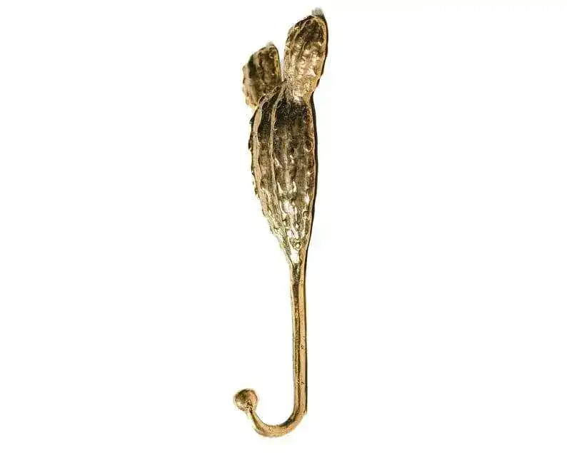 Large Solid Brass Cactus Wall Hanging Hook - Image 3