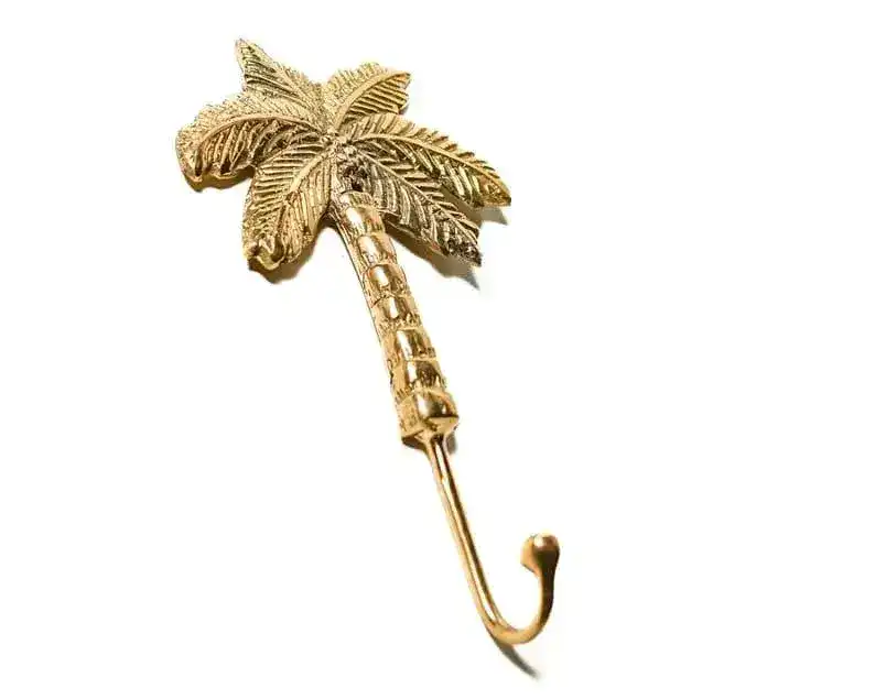 Large Solid Brass Coconut Tree Wall Hanging Hook - Image 2