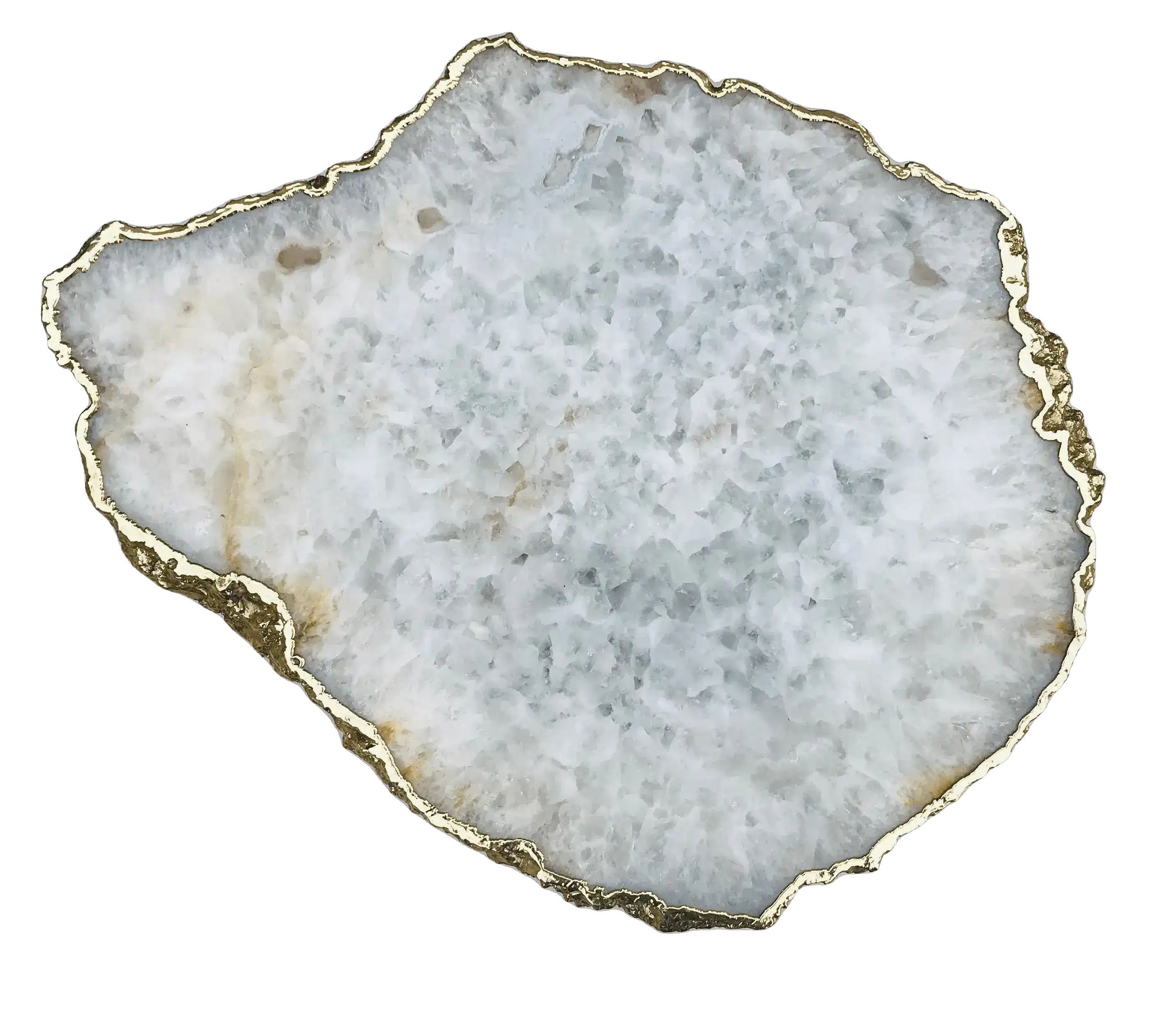 Large White Grey Agate Quartz Organic Edge Accent Table - Image 5