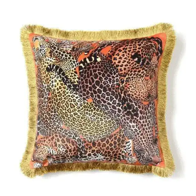 Leopard Luxury Velvet Throw Pillow Cover with Fringes - Image 3