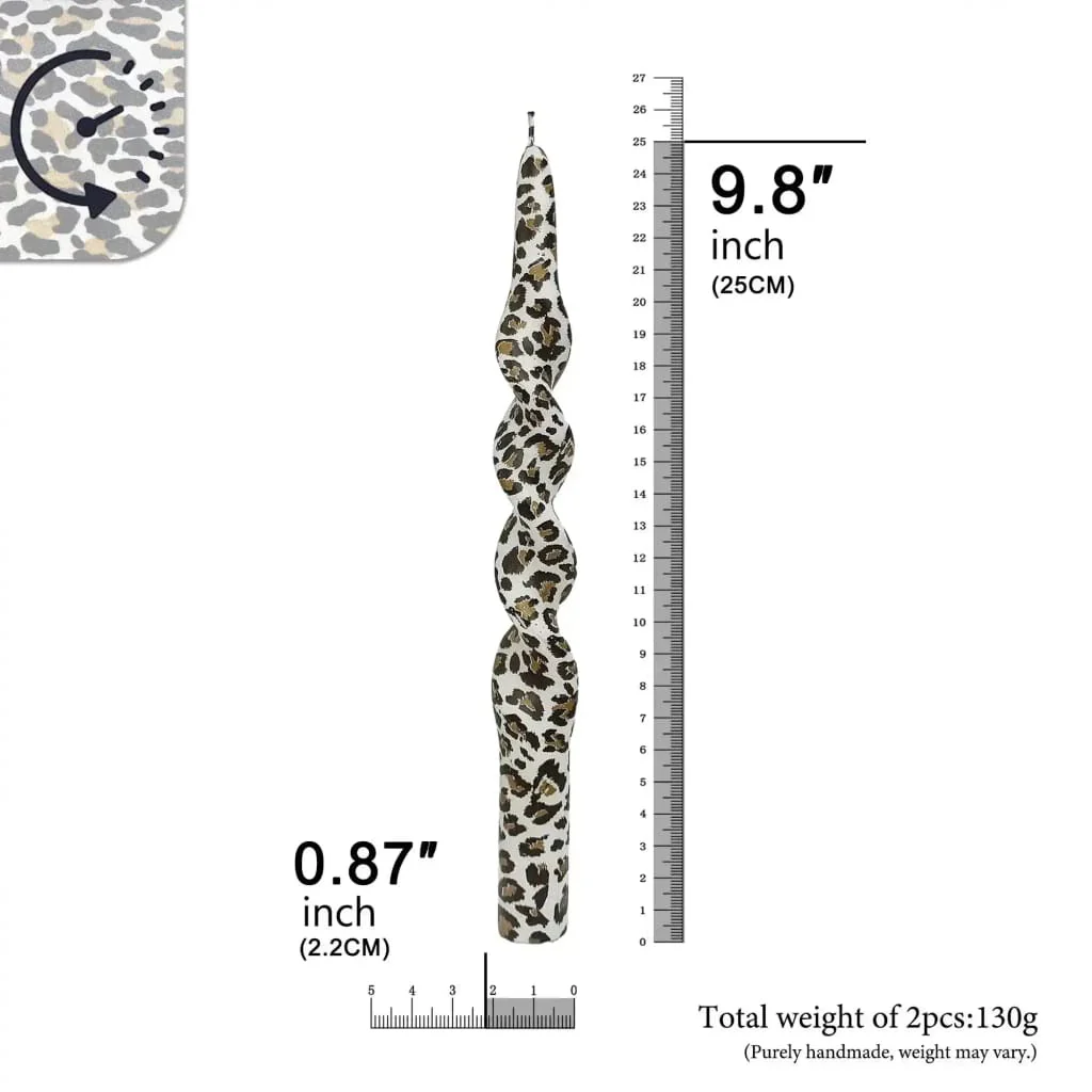 Leopard-Patterned Handmade Spiral Stick Candle - Image 6