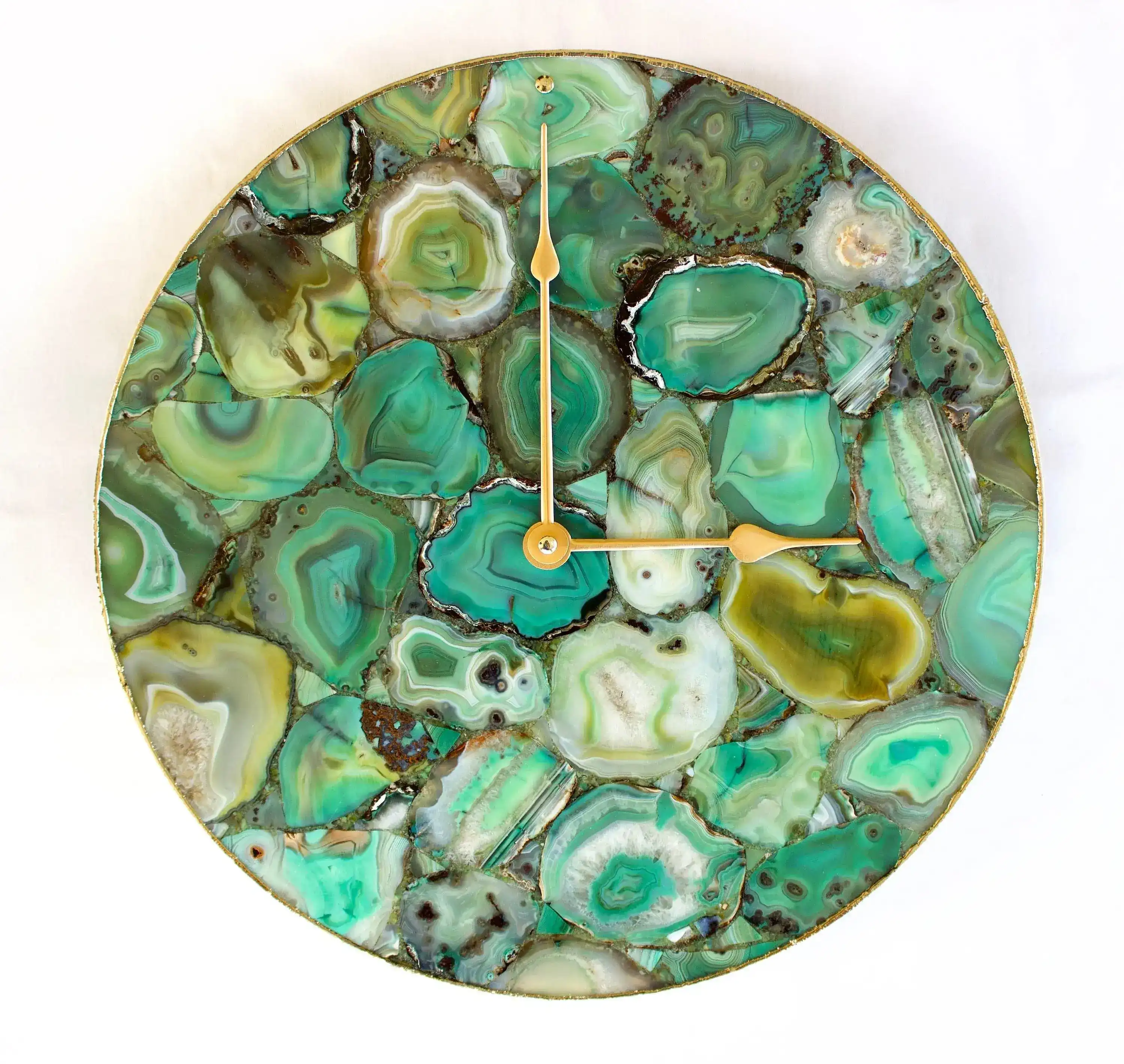 Light Green Agate Round Wall Clock