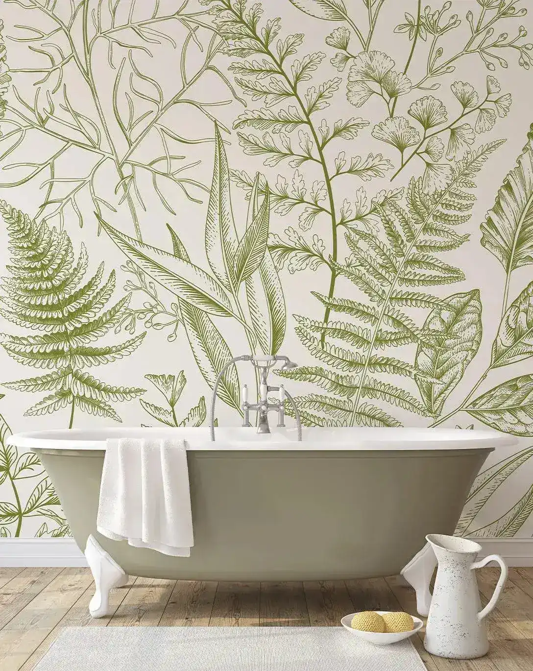 Light Green Fern Botanical Wall Mural - Image 5