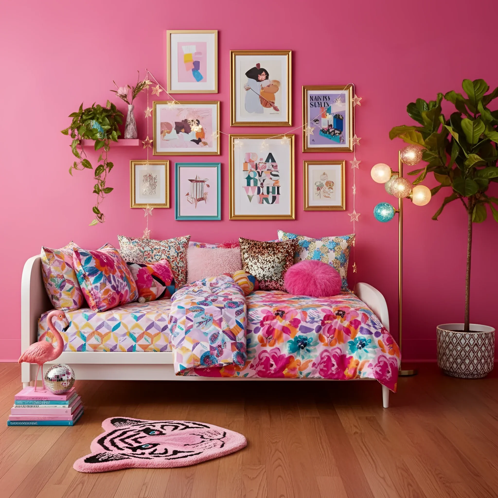 Light Pink Tiger Face Hand-Tufted Wool Accent Rug - Image 3
