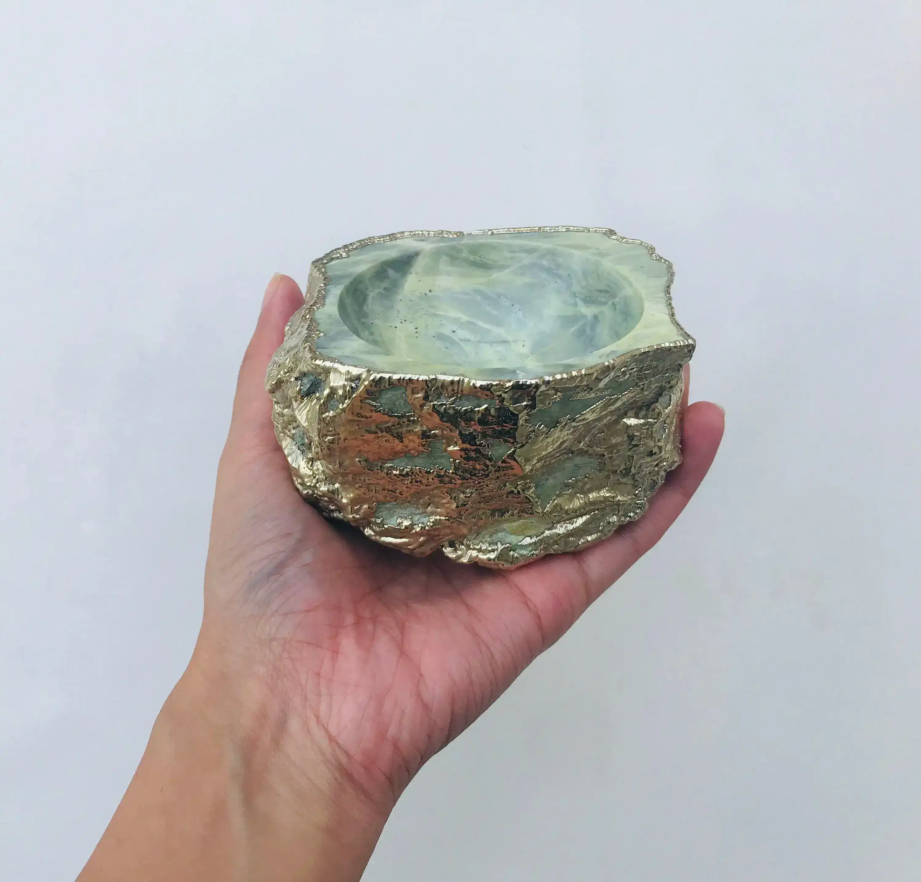 Lime Green Agate Geode Trinket Jewelery Bowl - Image 2