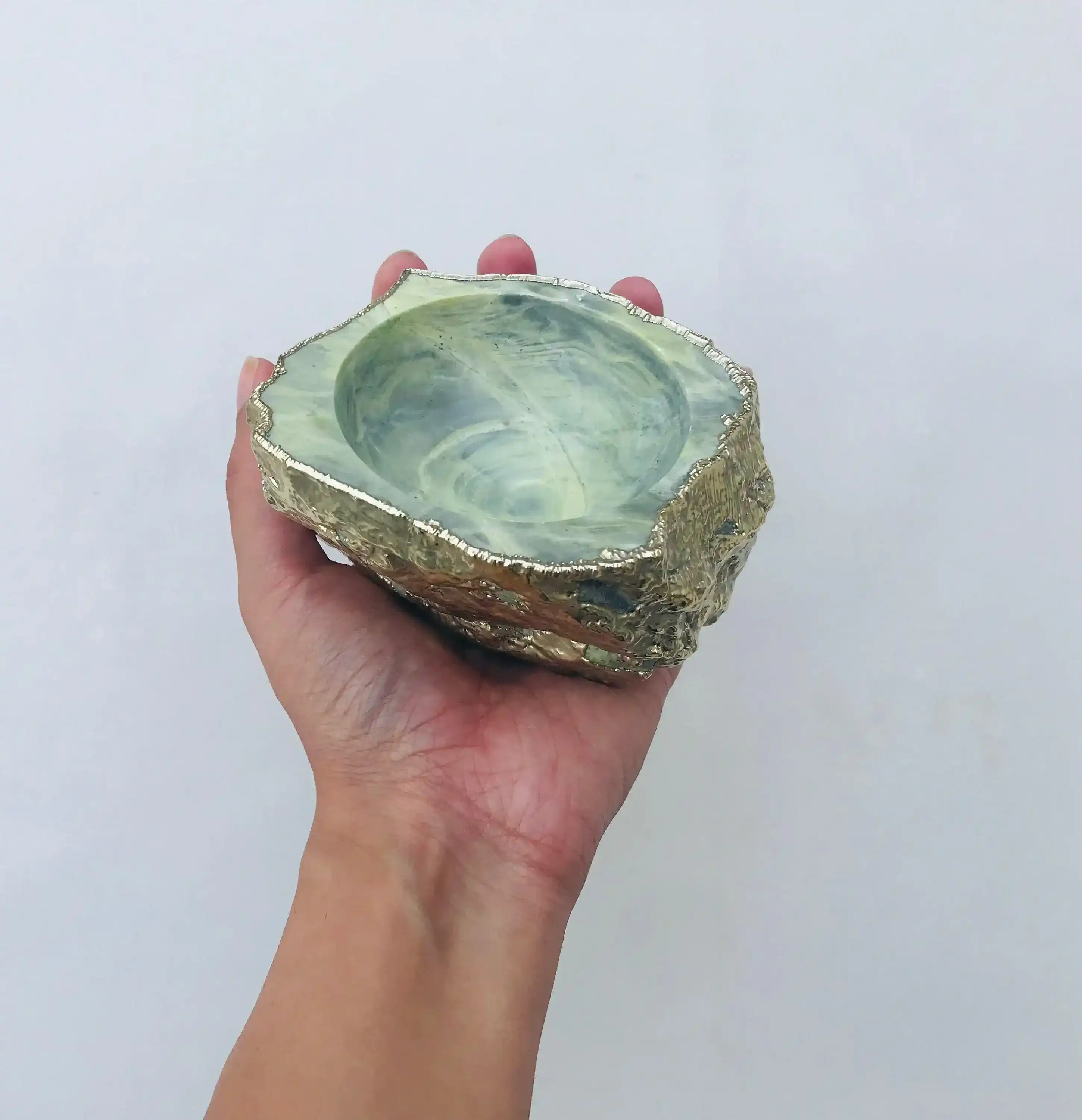Lime Green Agate Geode Trinket Jewelery Bowl - Image 5