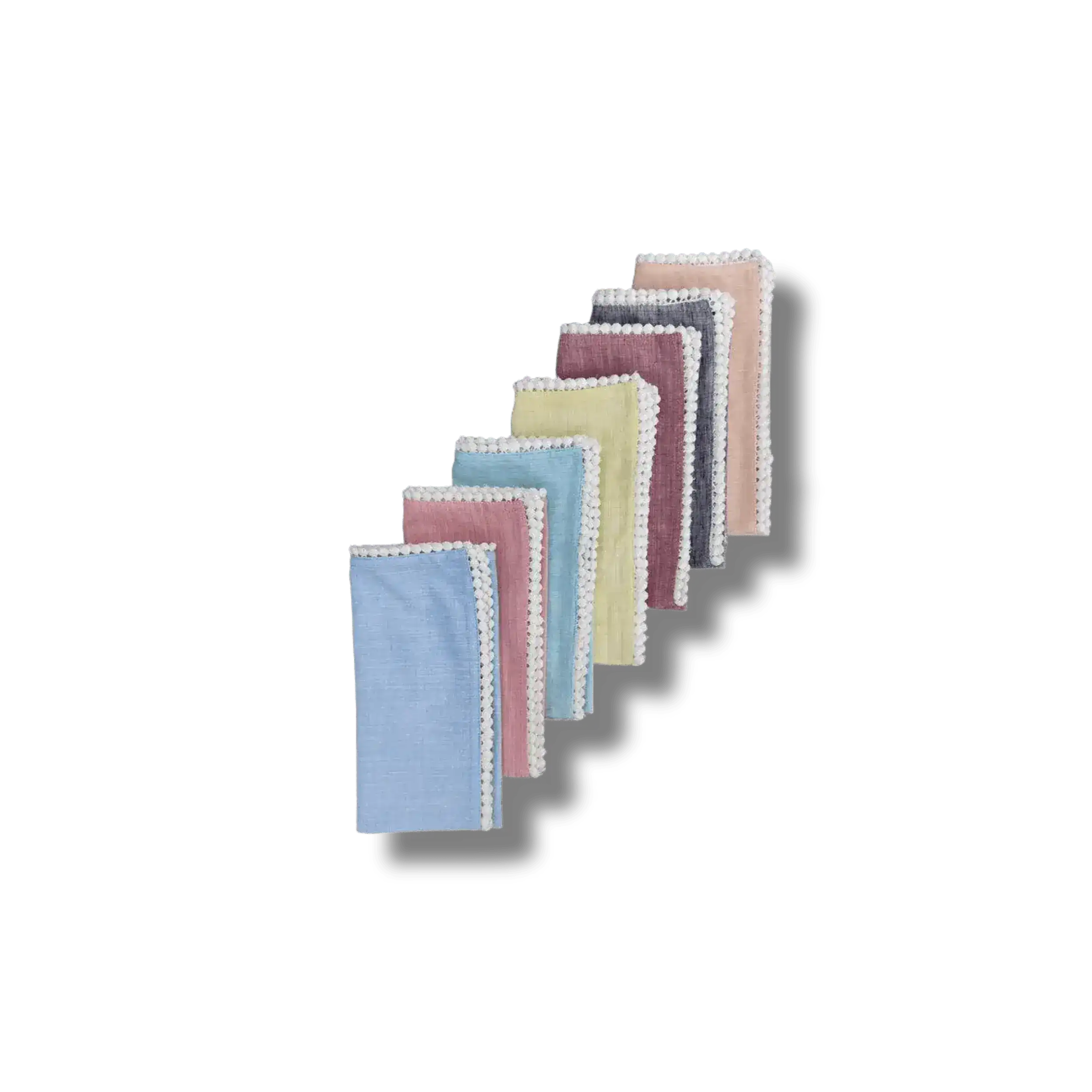 Linen Tea Napkins with Pom Pom Lace - Image 2
