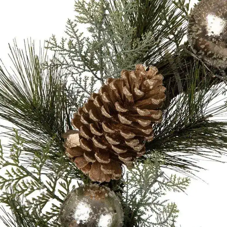 Lit Frosted Ball Berry Holly Pinecone Wreath With Lights - Image 6