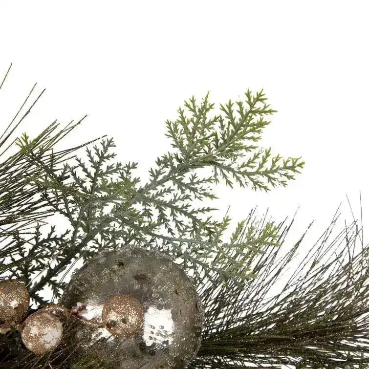 Lit Frosted Ball Berry Holly Pinecone Wreath With Lights - Image 8