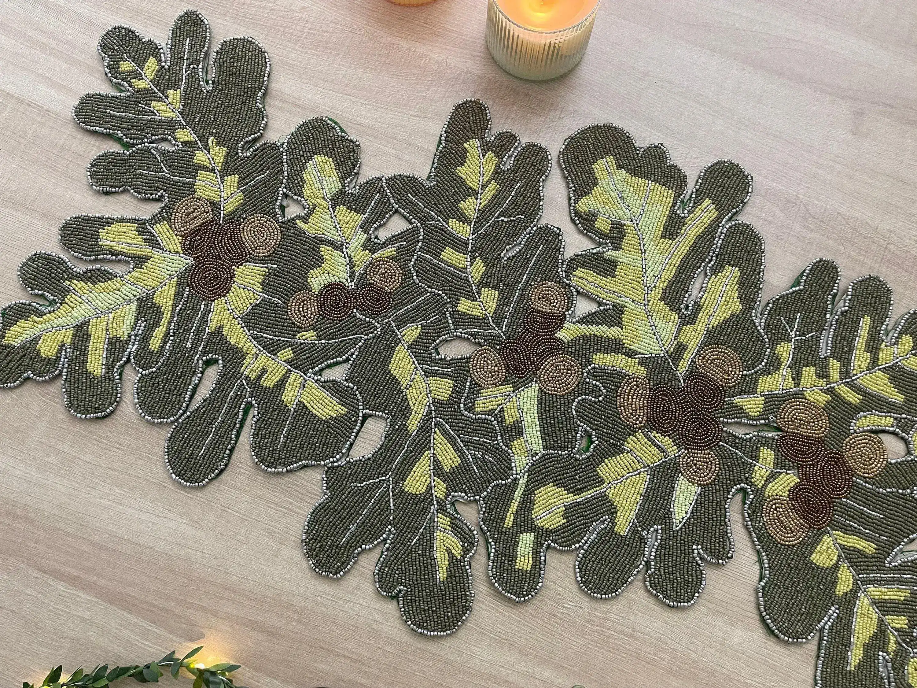 Long Leaf Beaded Table Runner - Image 2