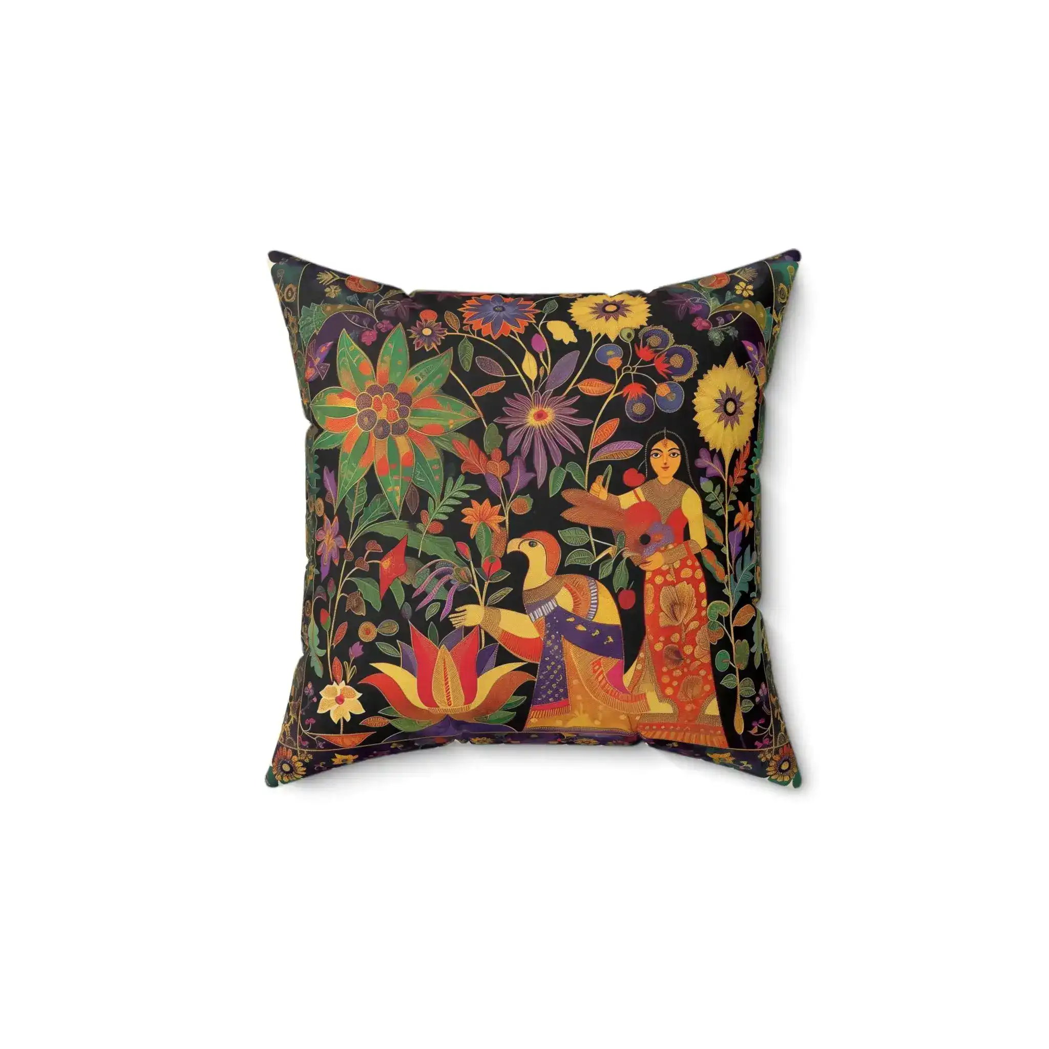 Lovers in Bloom Boho Persian Garden Throw Pillow - Image 5