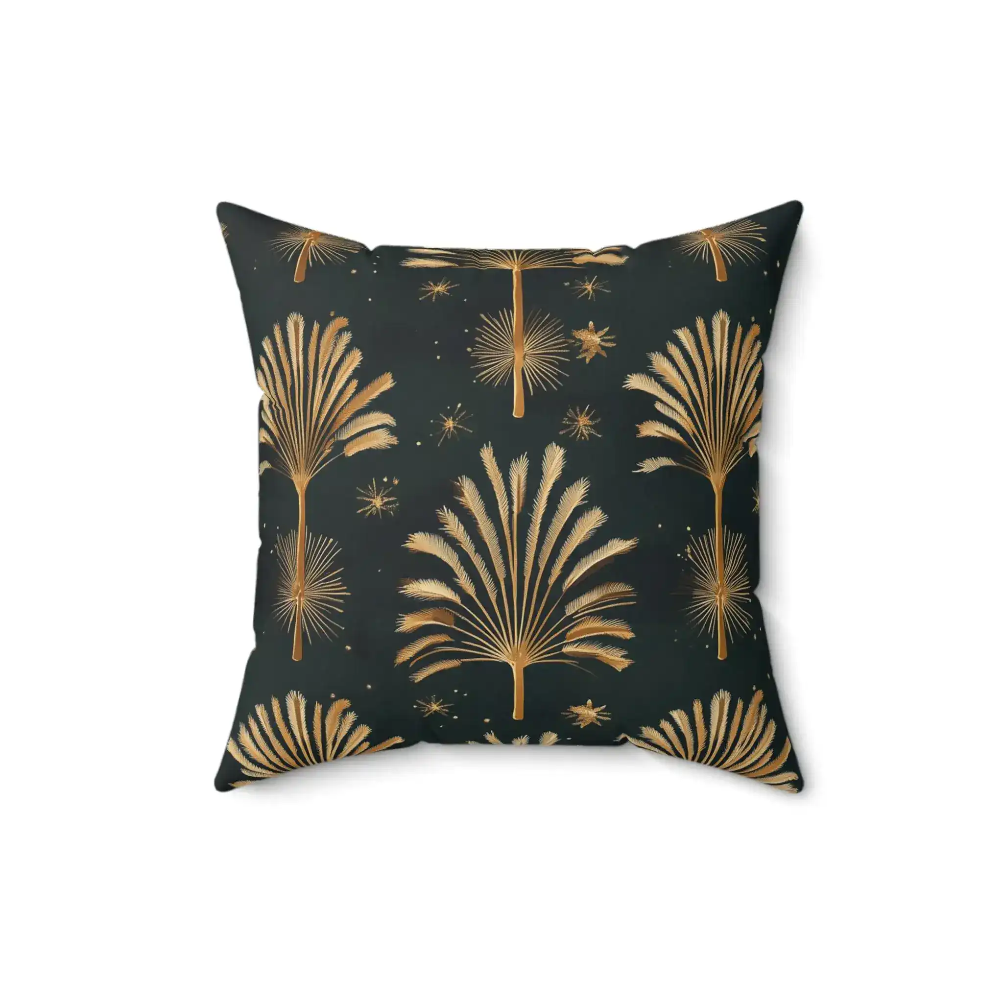Luxe Golden Palm Fronds Throw Pillow - Image 3
