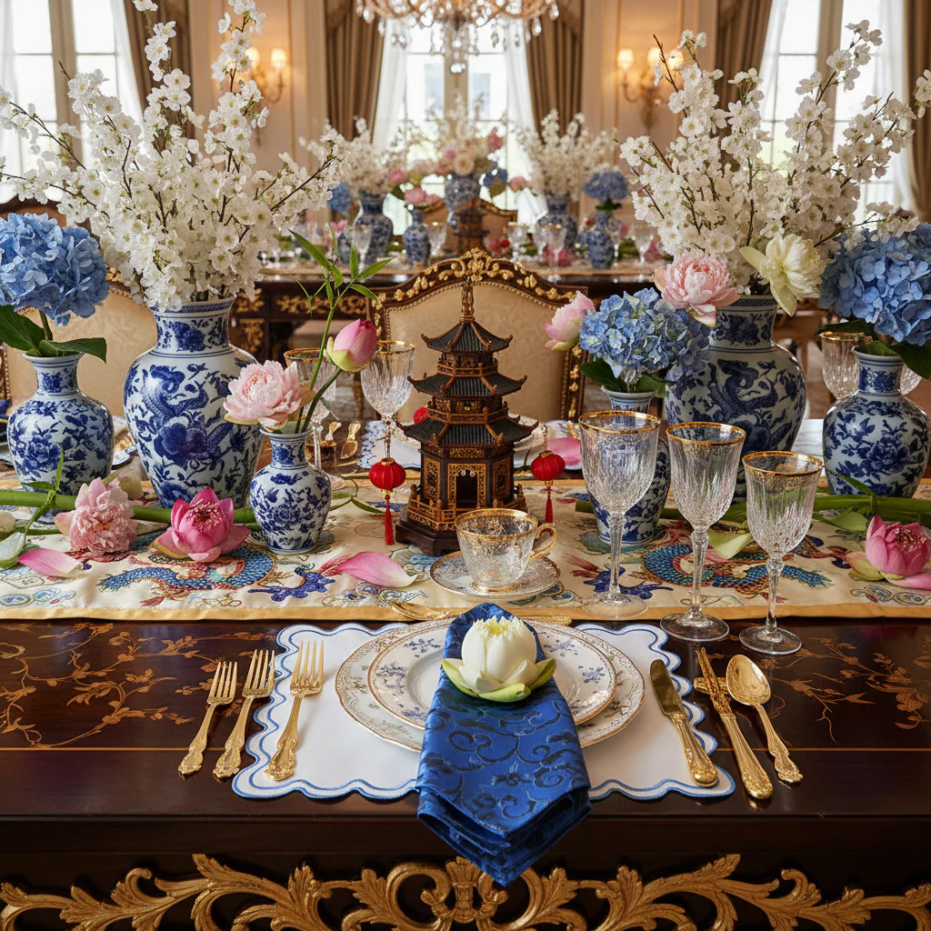 Luxurious Blue Scalloped Placemats - Image 2