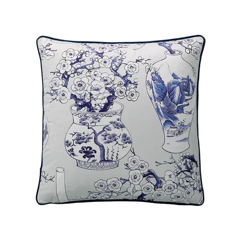 Luxurious Blue & White Oriental Vase Decorative Pillow Cover