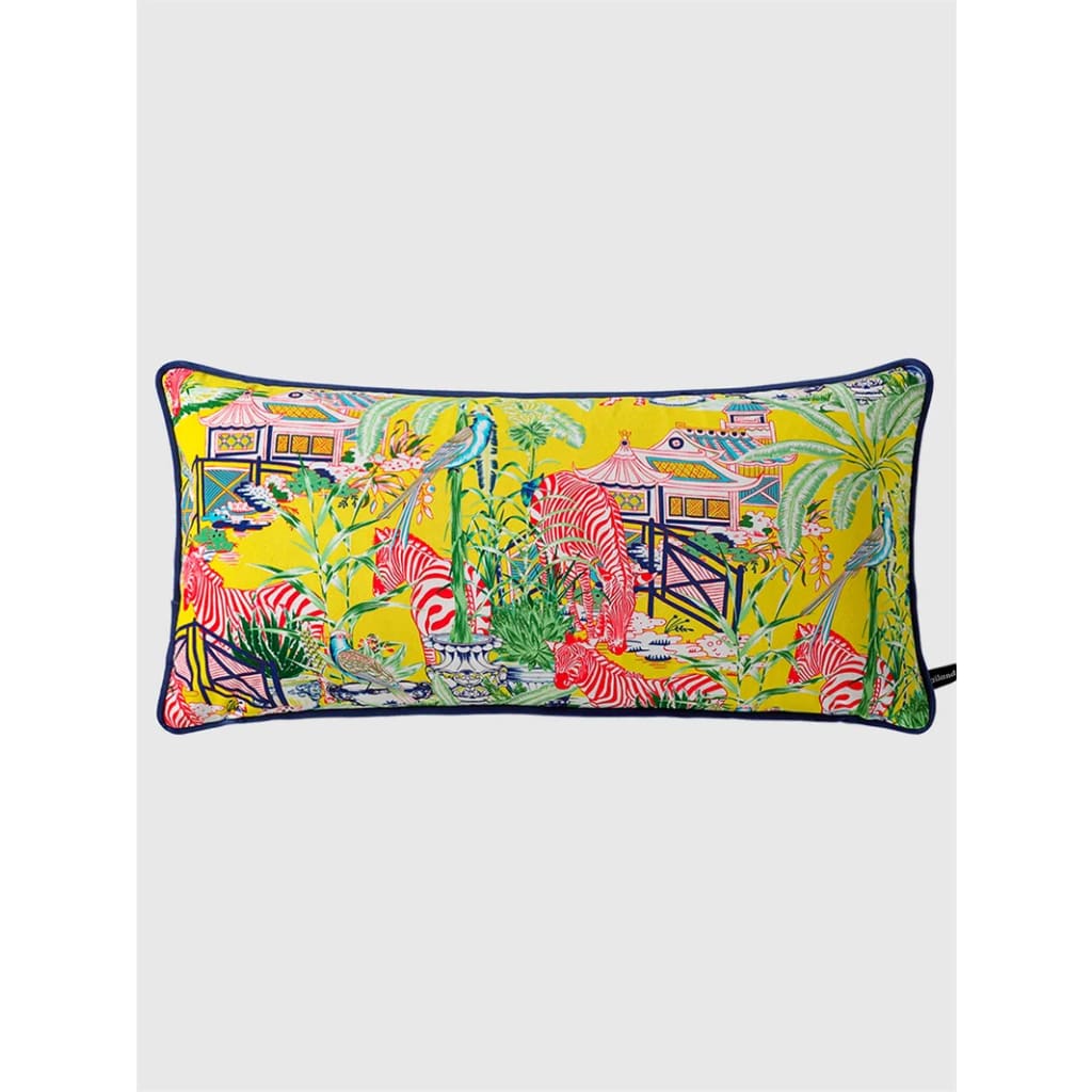 Luxurious Lemon Pagoda & Zebra Pillow Cover - Image 2