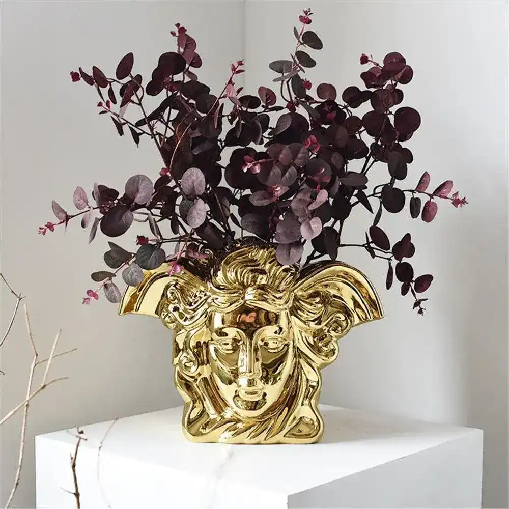 Luxurious Shiny Angel Face Decorative Vase - Image 2