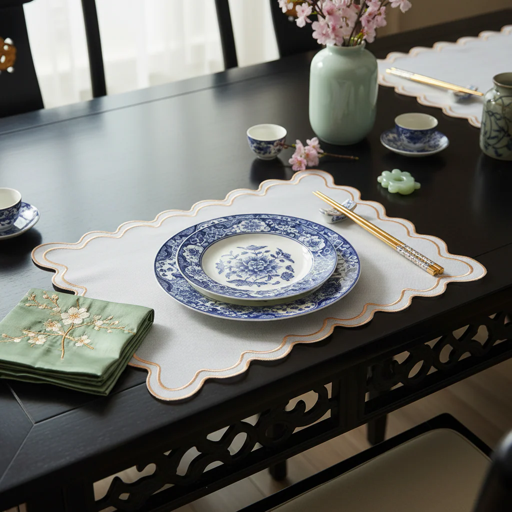 Luxurious Tan Bordered Placemat set of 4 - Image 2