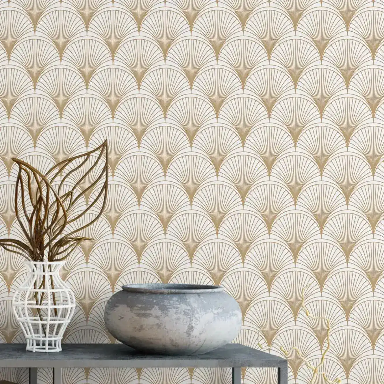 Luxury Gold Scallops Removable Wallpaper - Image 6