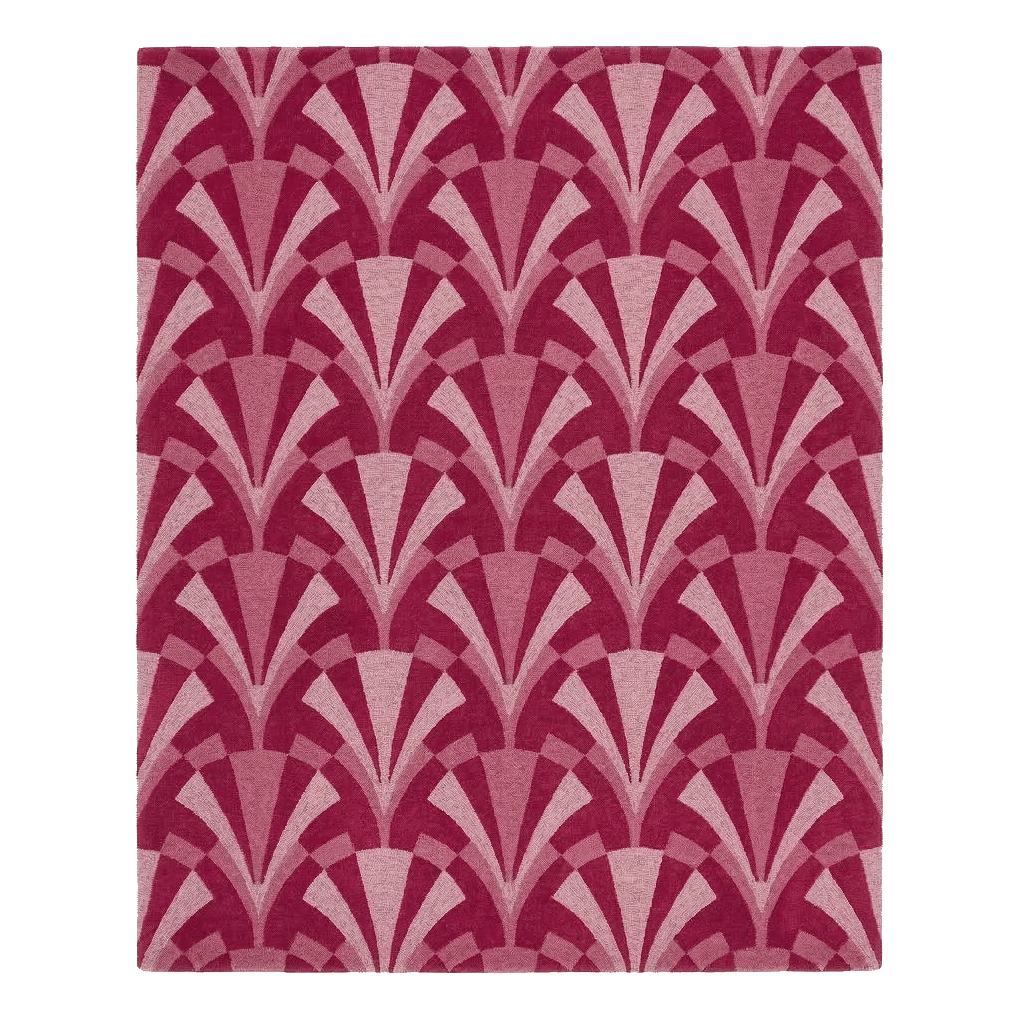 Magenta Fan Motif Hand Tufted Rug