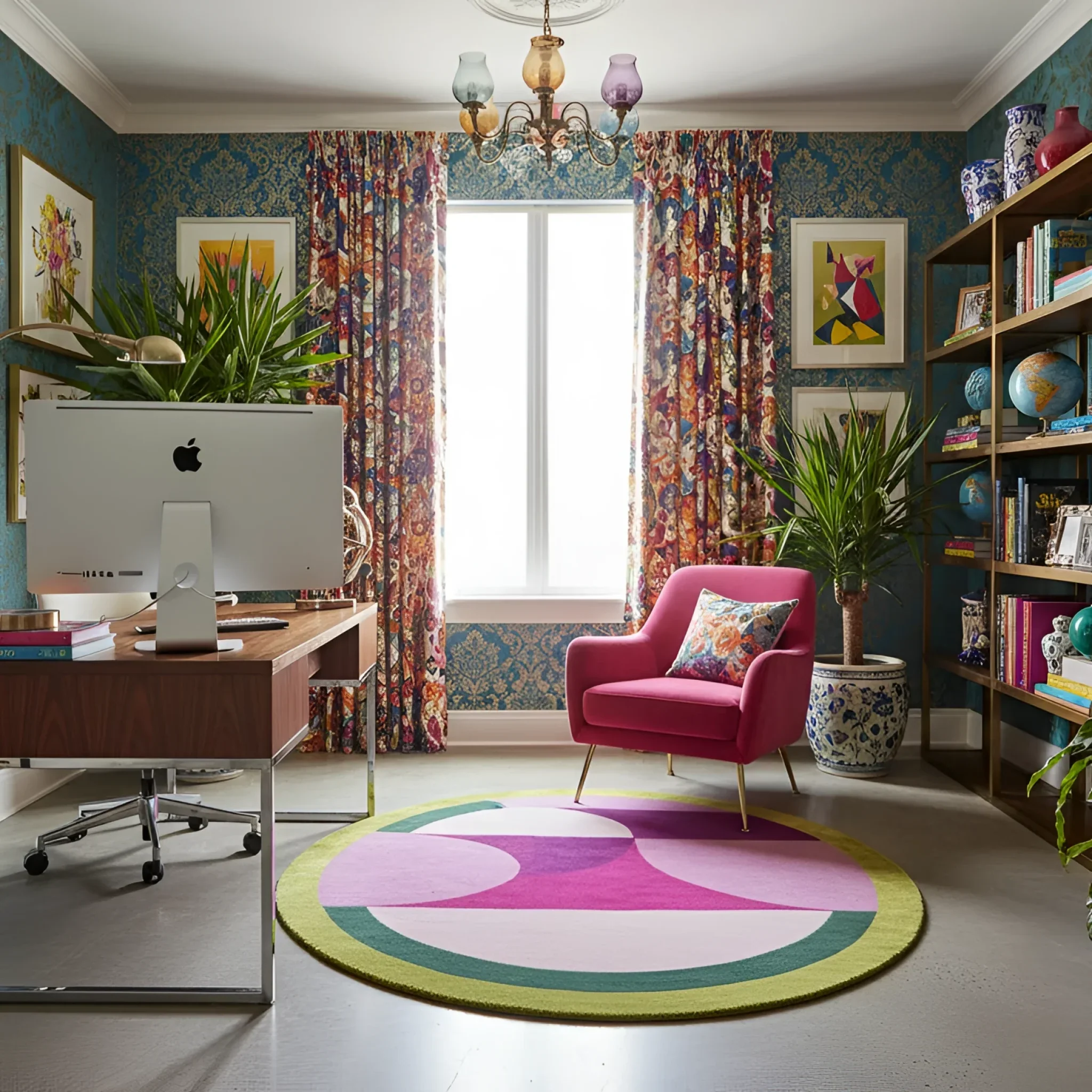 Maia Golden Pink Round Hand Tufted Wool Rug - Image 3