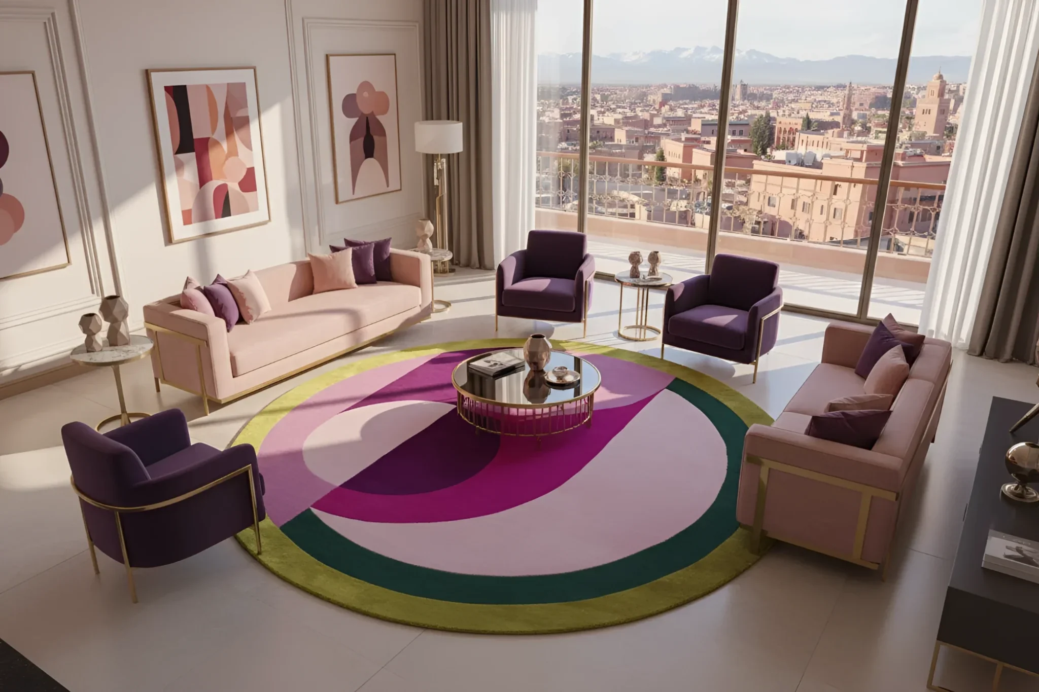 Maia Golden Pink Round Hand Tufted Wool Rug - Image 4