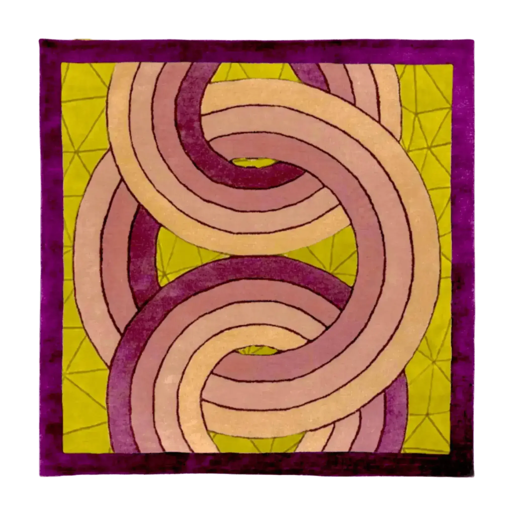 Maia Knotted Circles on Square Hand Tufted Wool Rug - Purple/Cream - Image 3