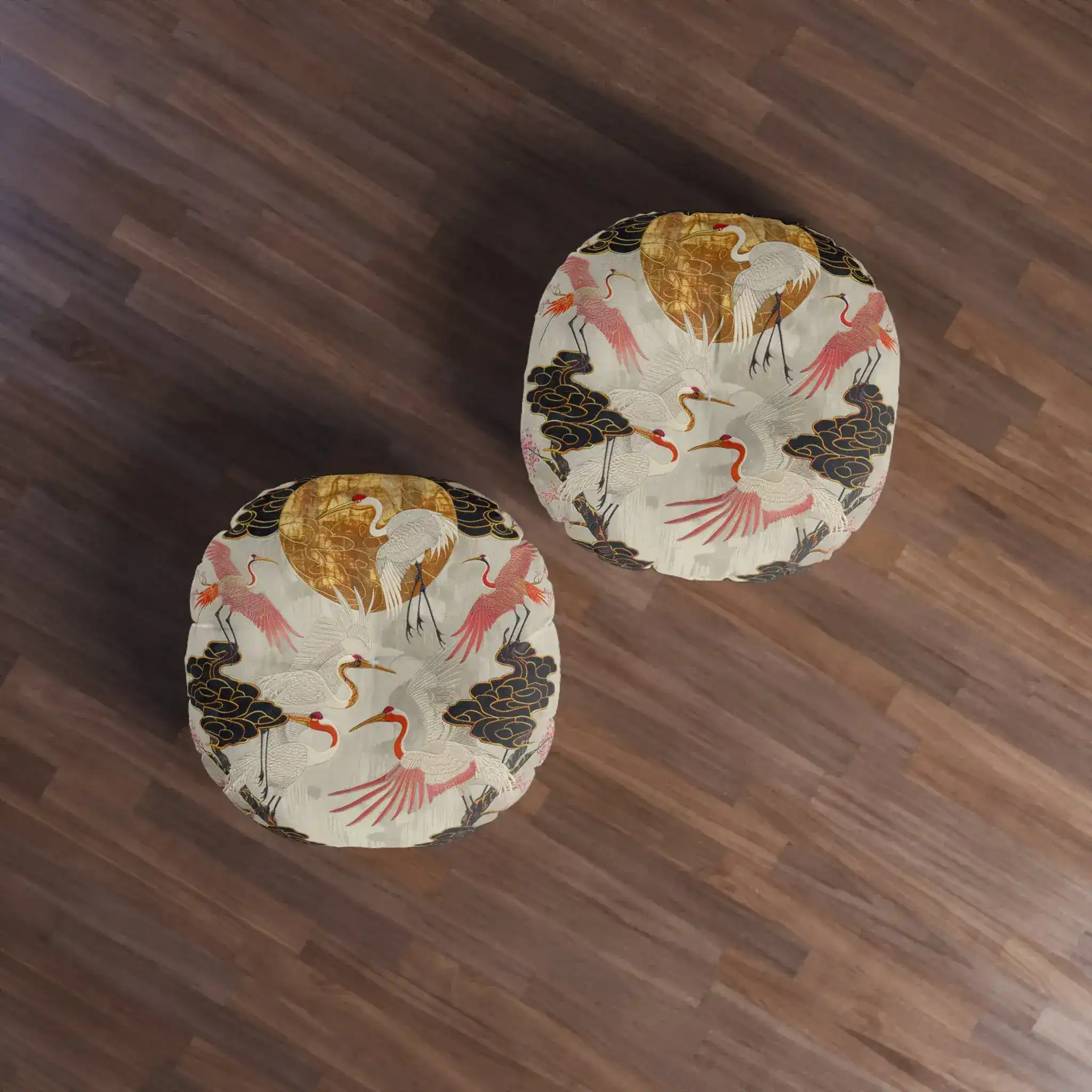Majestic Crane and Cloud Pattern Floor Pillow - Image 4